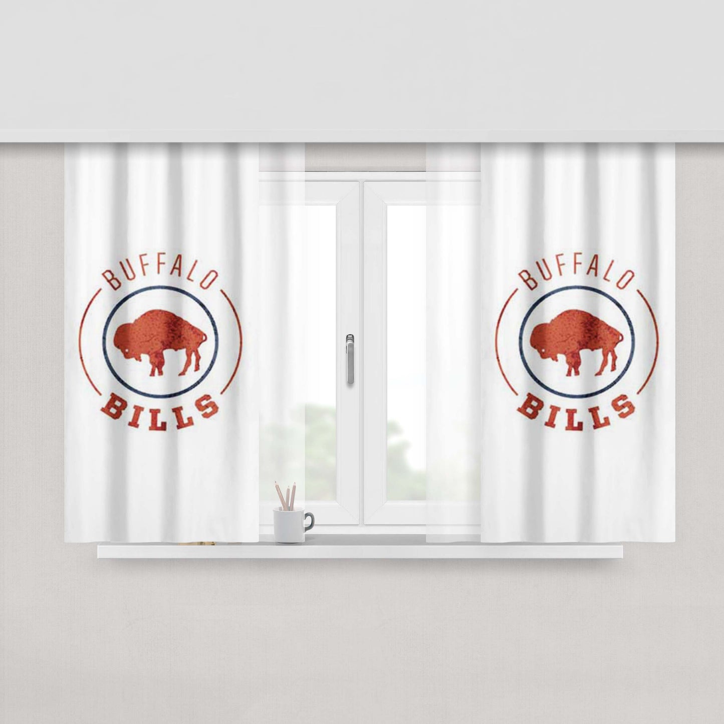 Buffalo Bills Concentric Logo Peach Skin Window Curtains