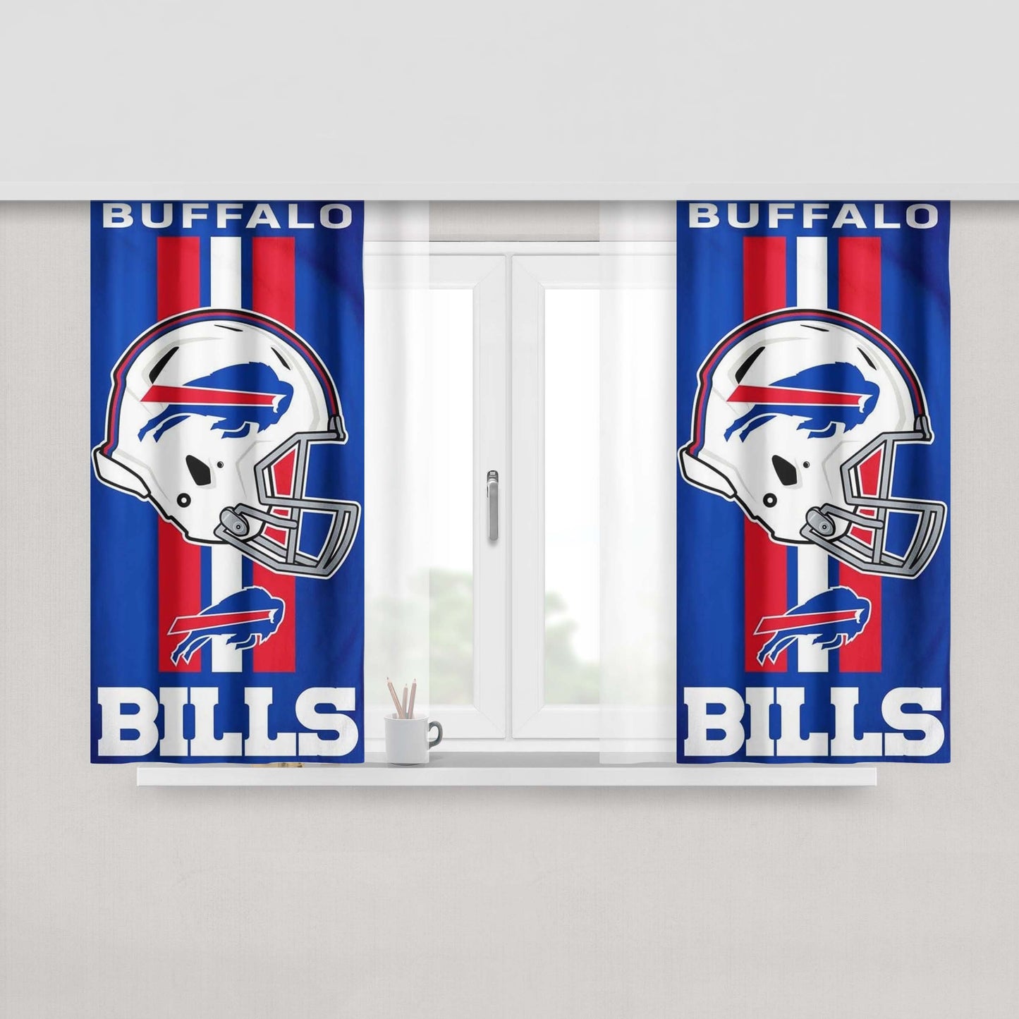 Buffalo Bills Team Peach Skin Window Curtains