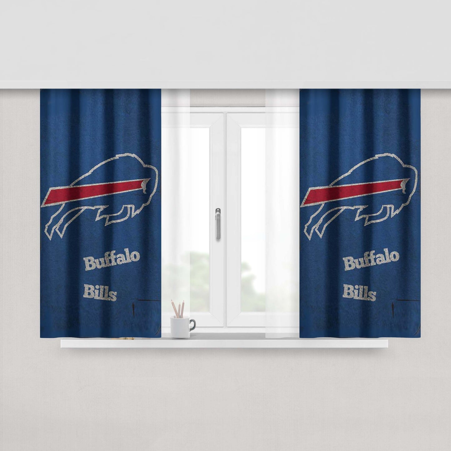 Buffalo Bills Peach Skin Window Curtains