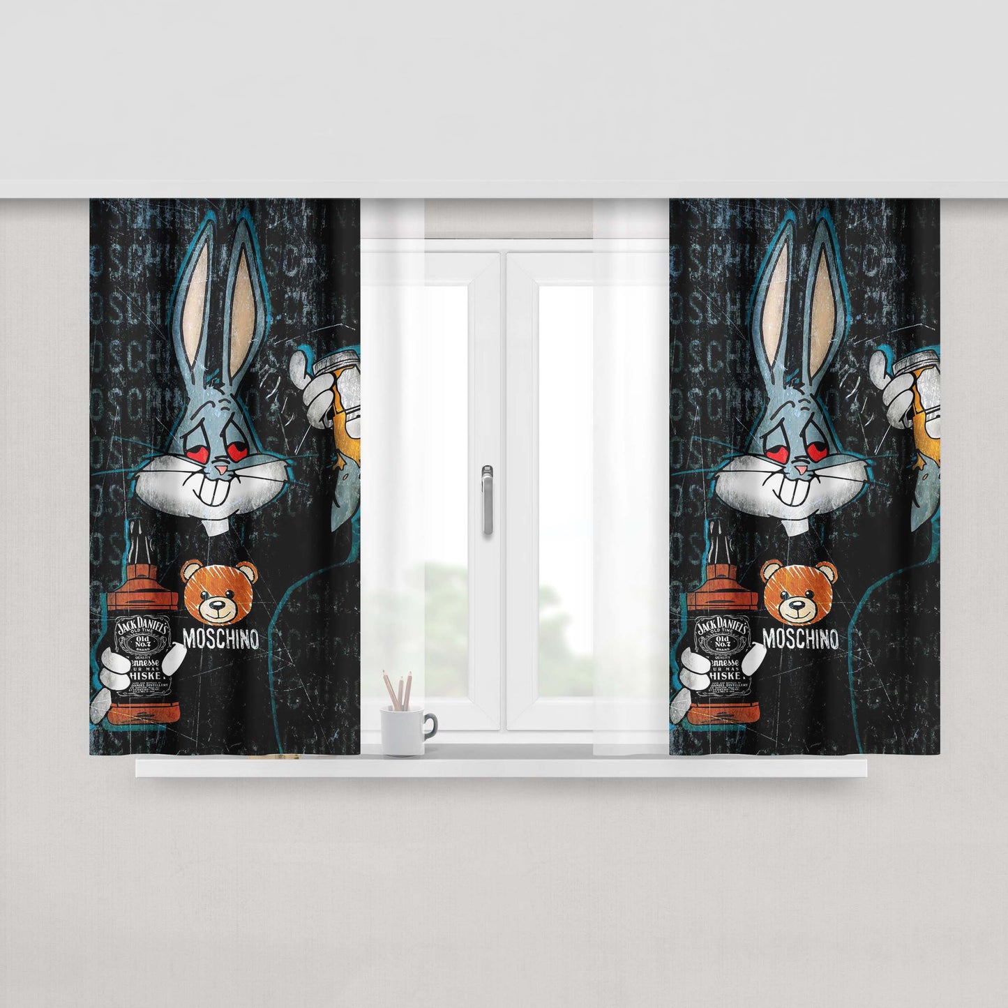 Bugs Bunny X Moschino Peach Skin Window Curtains
