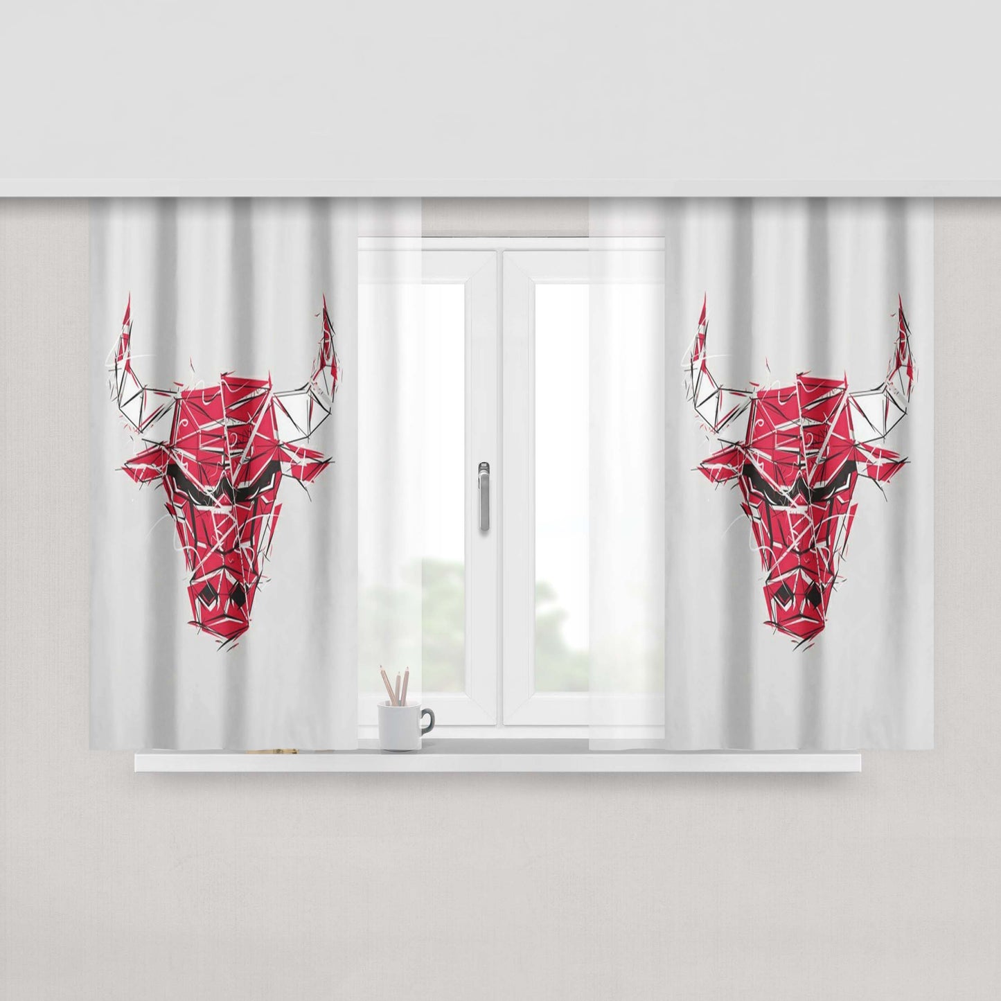 Bulls Basketball Peach Skin Window Curtains