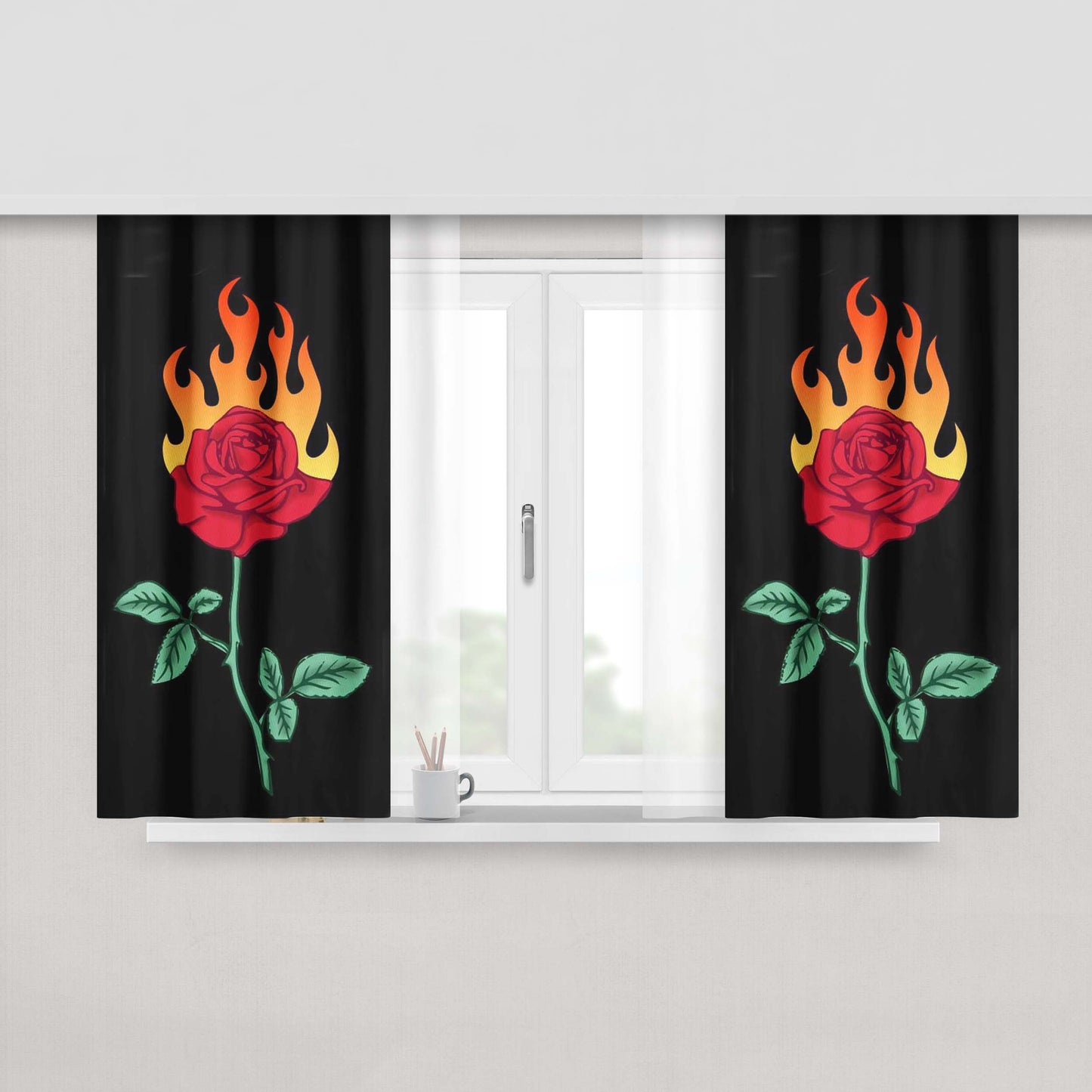 Burning Love Peach Skin Window Curtains
