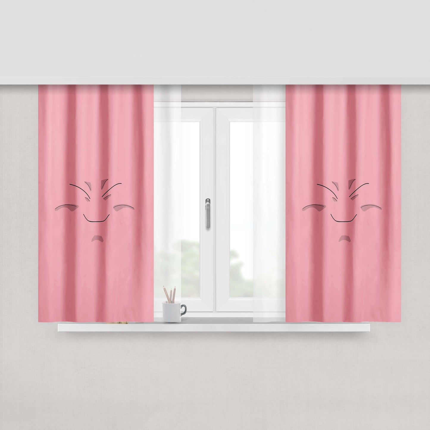 Buu Face Peach Skin Window Curtains