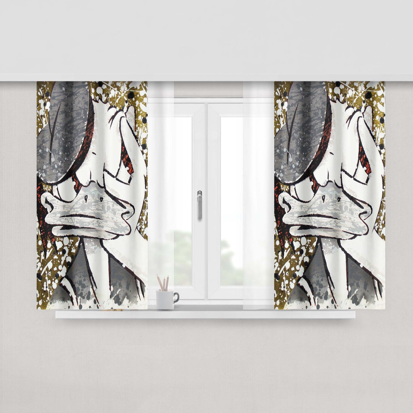Bw Donald Duck Peach Skin Window Curtains
