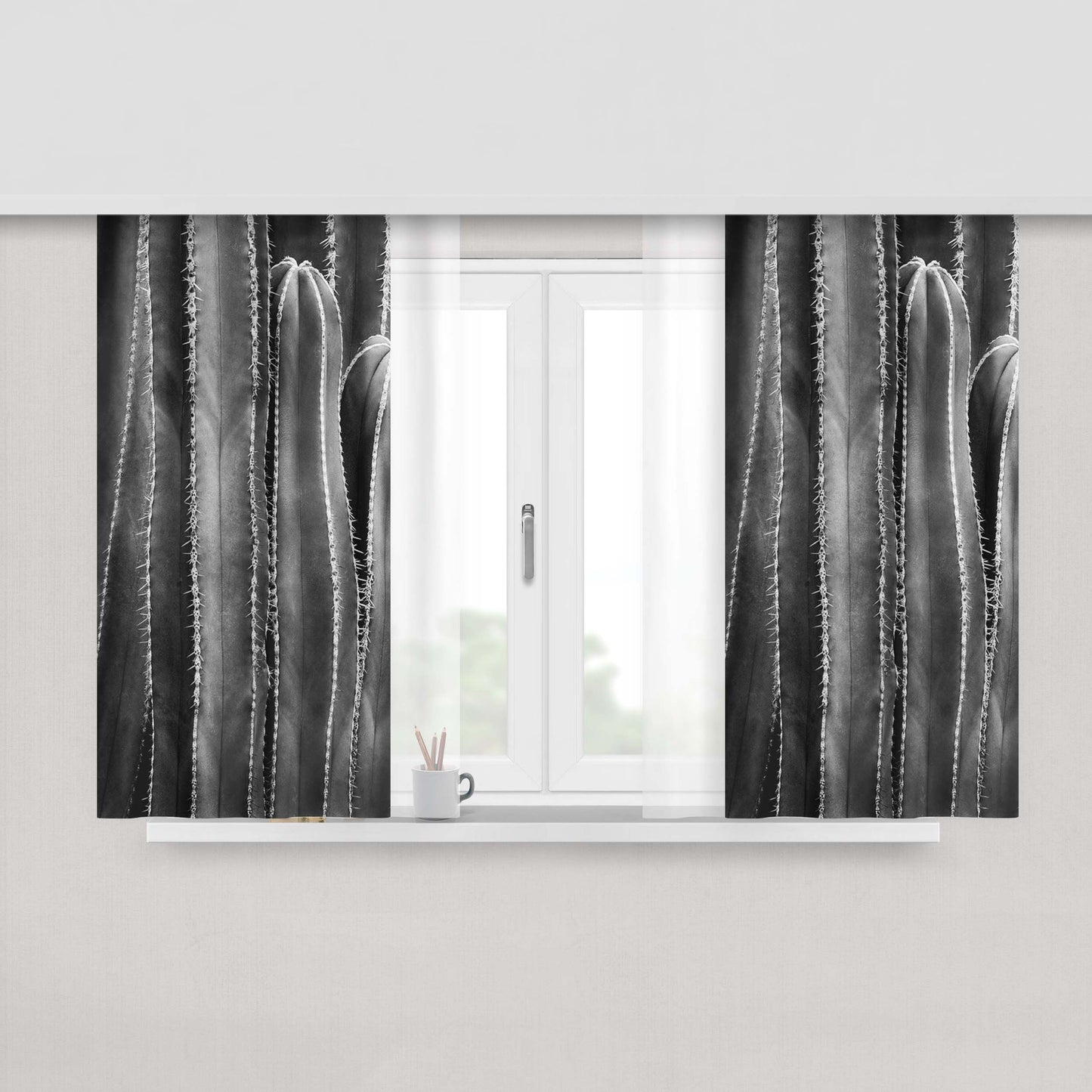 Cactus Bw Photo Texture Peach Skin Window Curtains