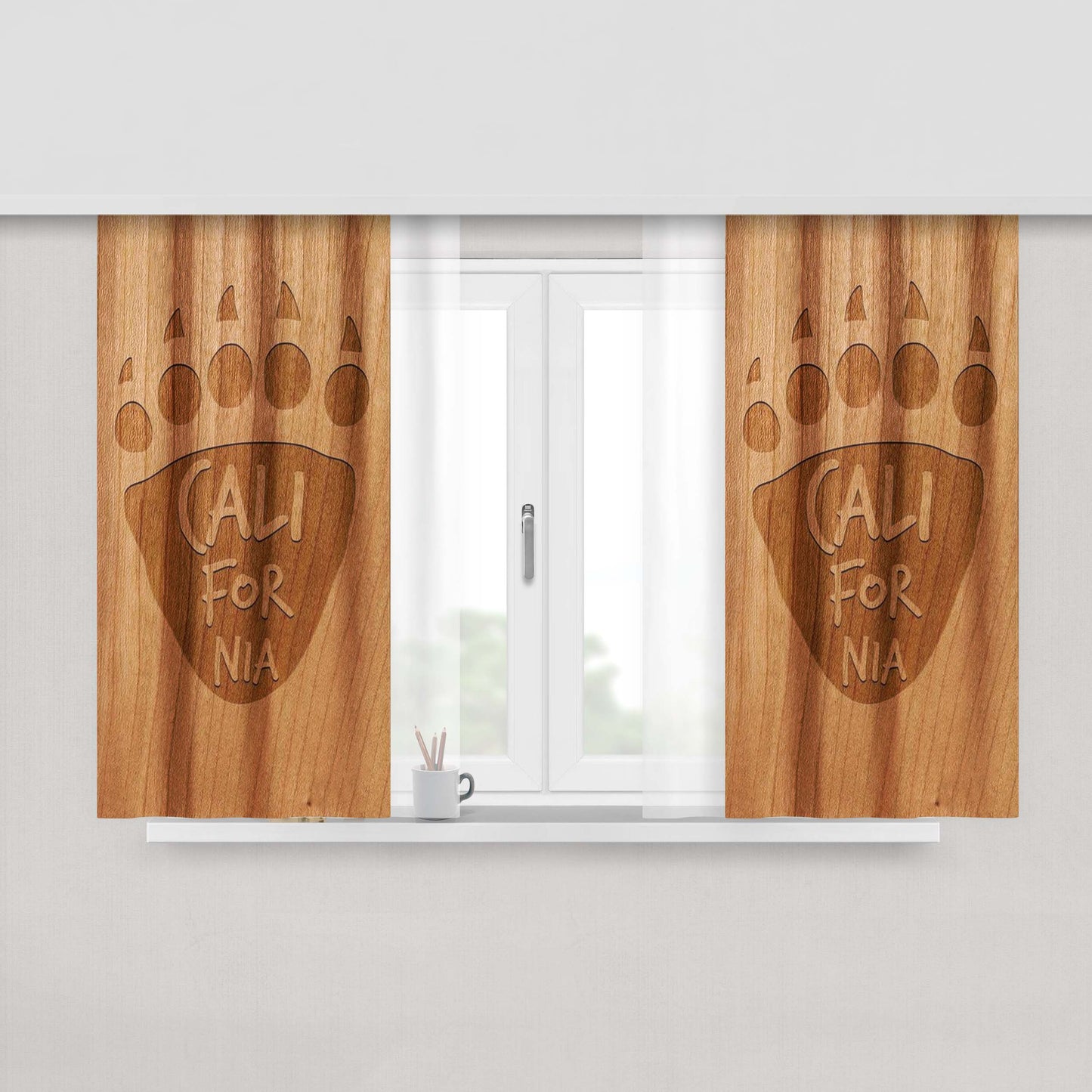 California Dog Lovers Wood Peach Skin Window Curtains
