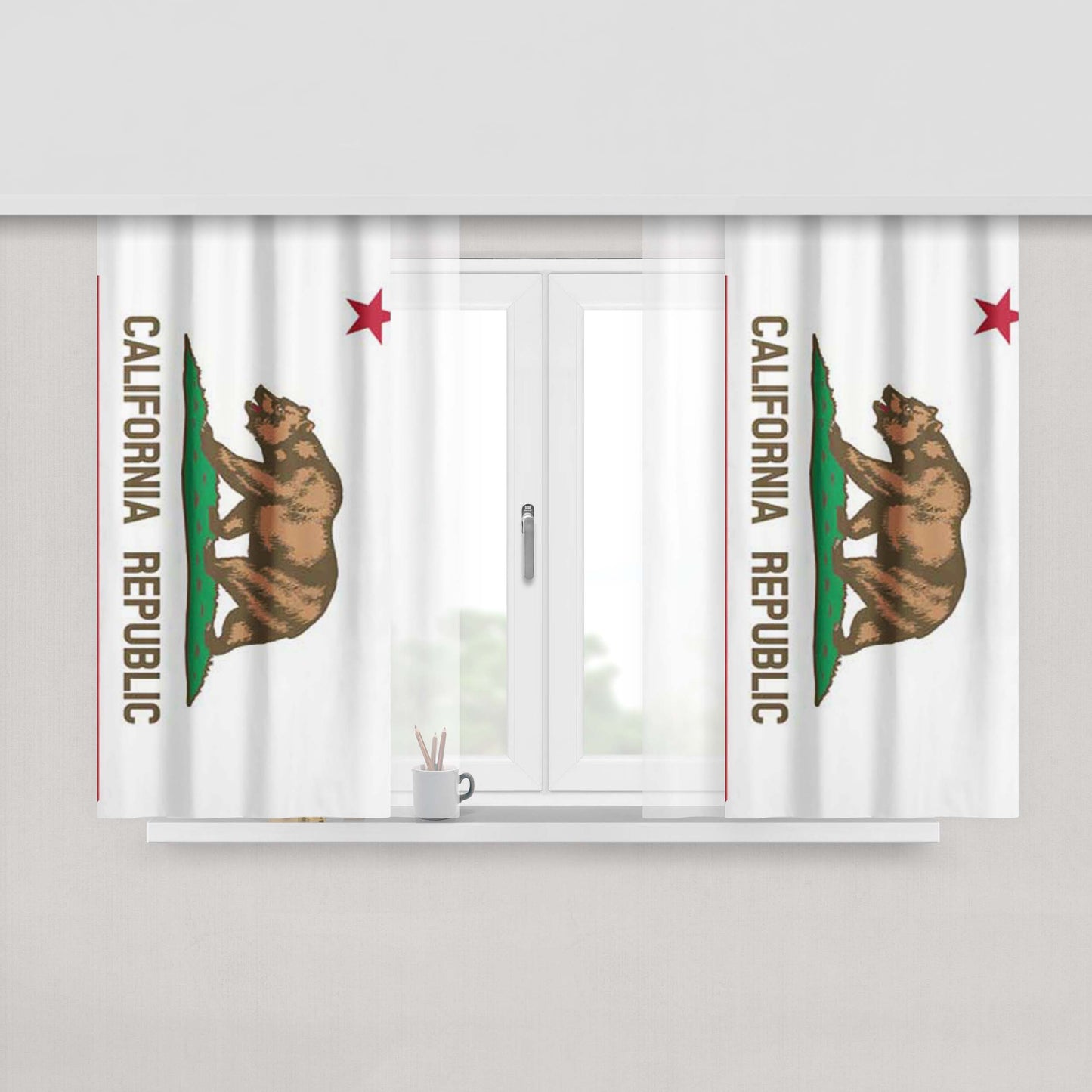 California Flag Plain Peach Skin Window Curtains