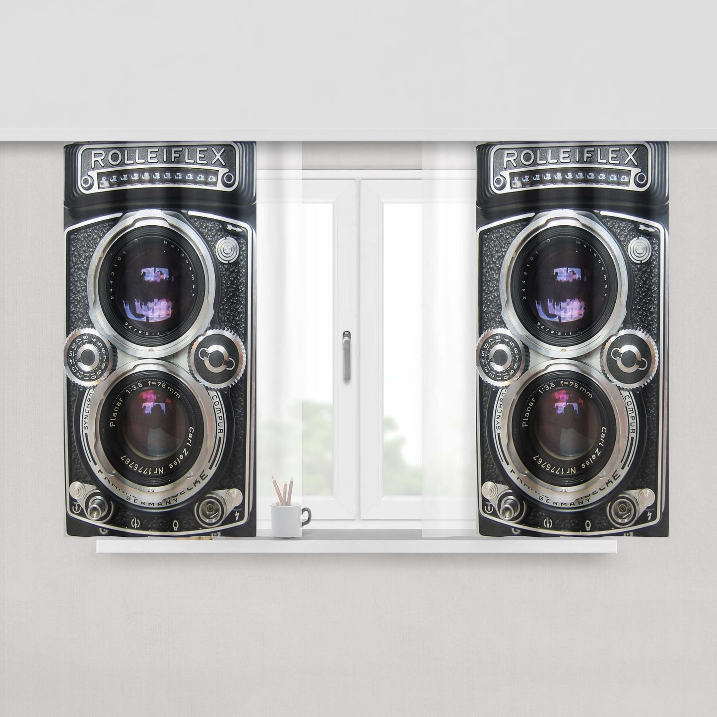 Camera Rolleiflex Peach Skin Window Curtains