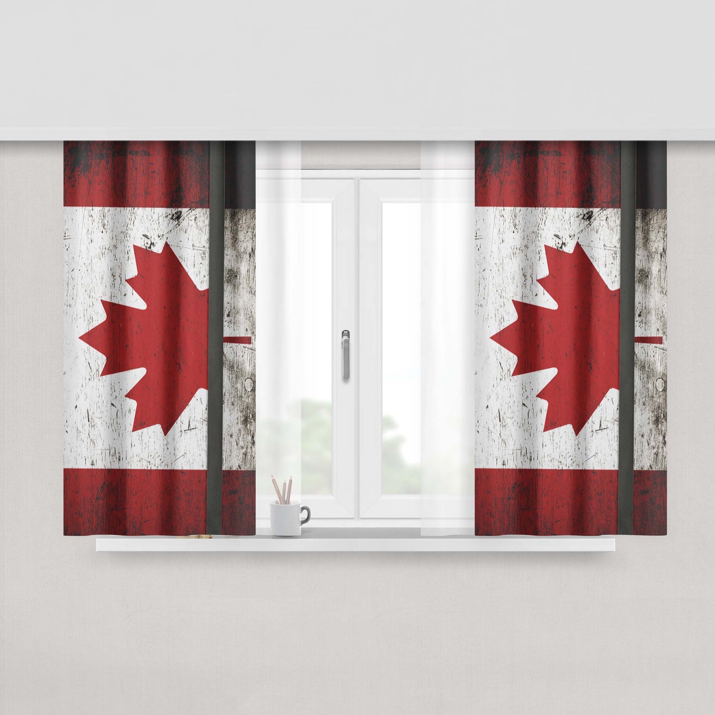 Canada Soccer Logo Peach Skin Window Curtains