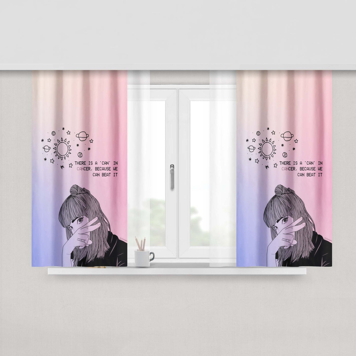 Cancer Girl August Peach Skin Window Curtains