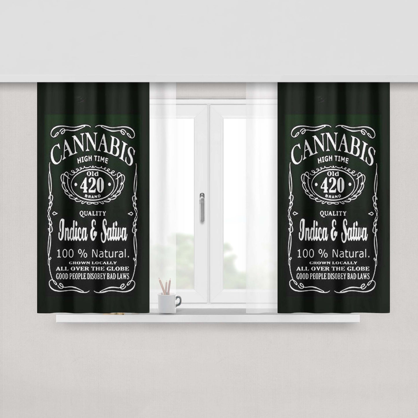Cannabis Weed Peach Skin Window Curtains