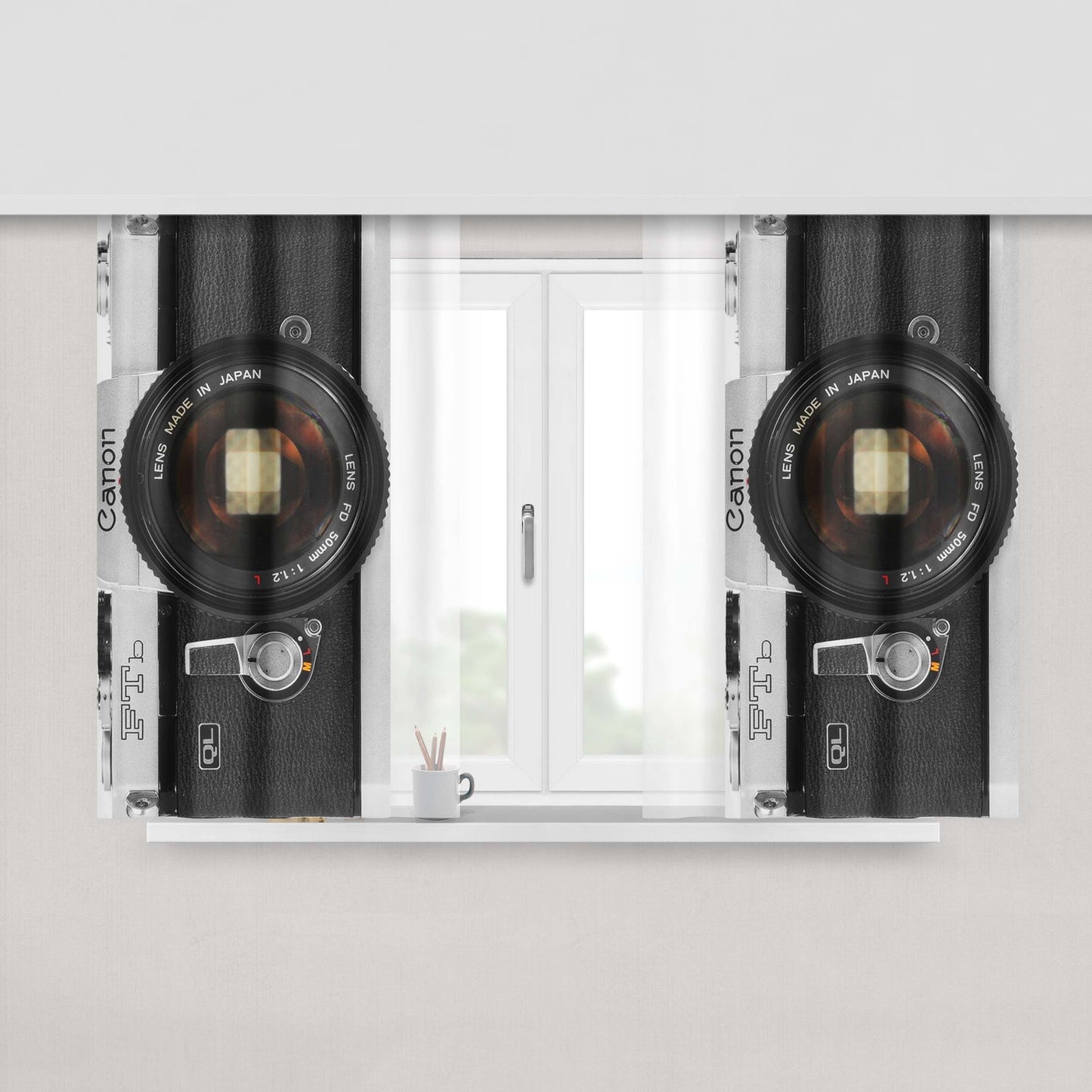 Canon Style Vintage Camera Peach Skin Window Curtains