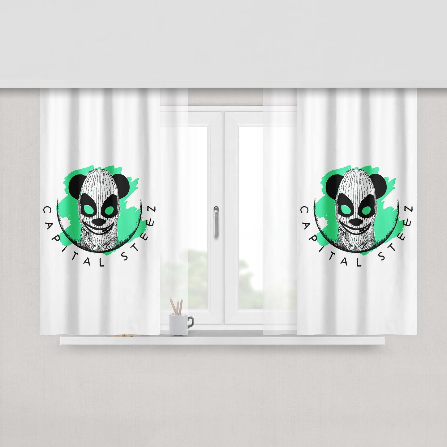 Capital Steez Mask Like A Panda Wallpaper Peach Skin Window Curtains