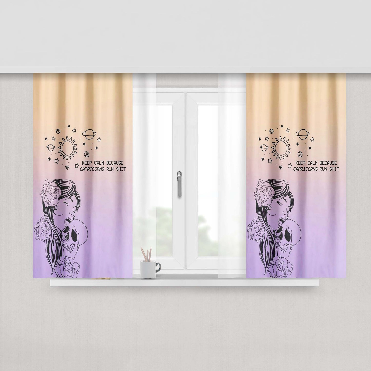 Capricorn Girl August Peach Skin Window Curtains