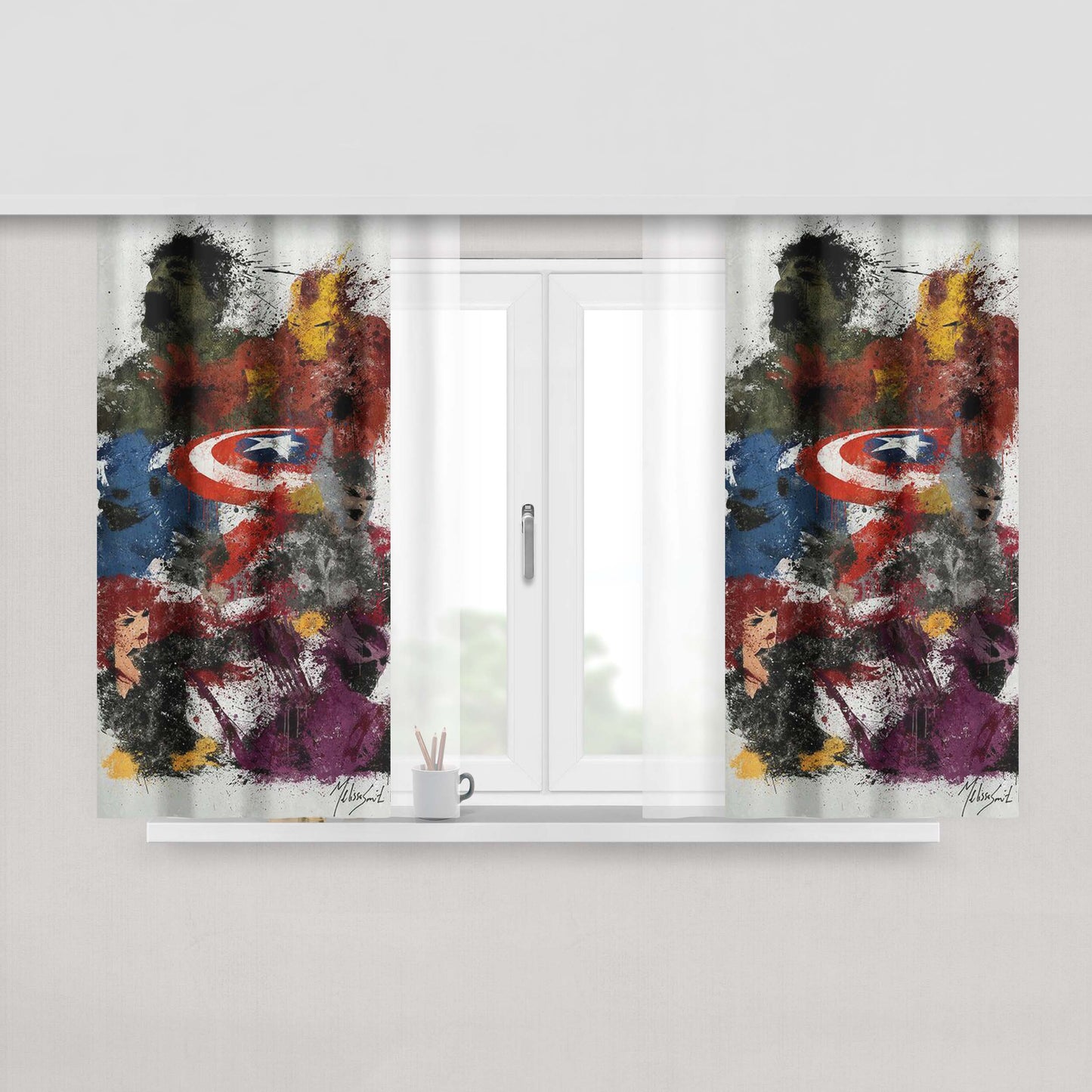 Capt America Peach Skin Window Curtains