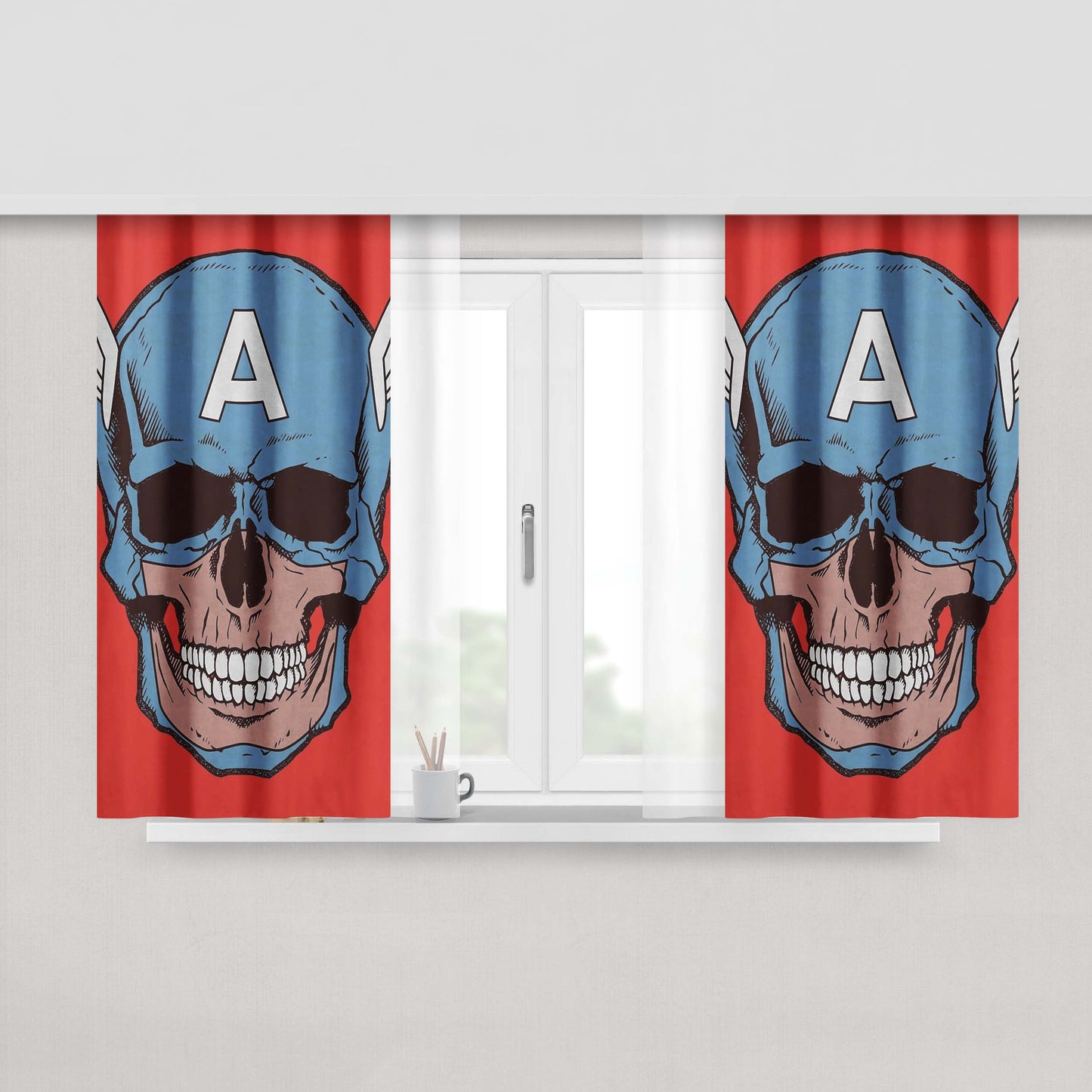 Captain Amerikilled Peach Skin Window Curtains