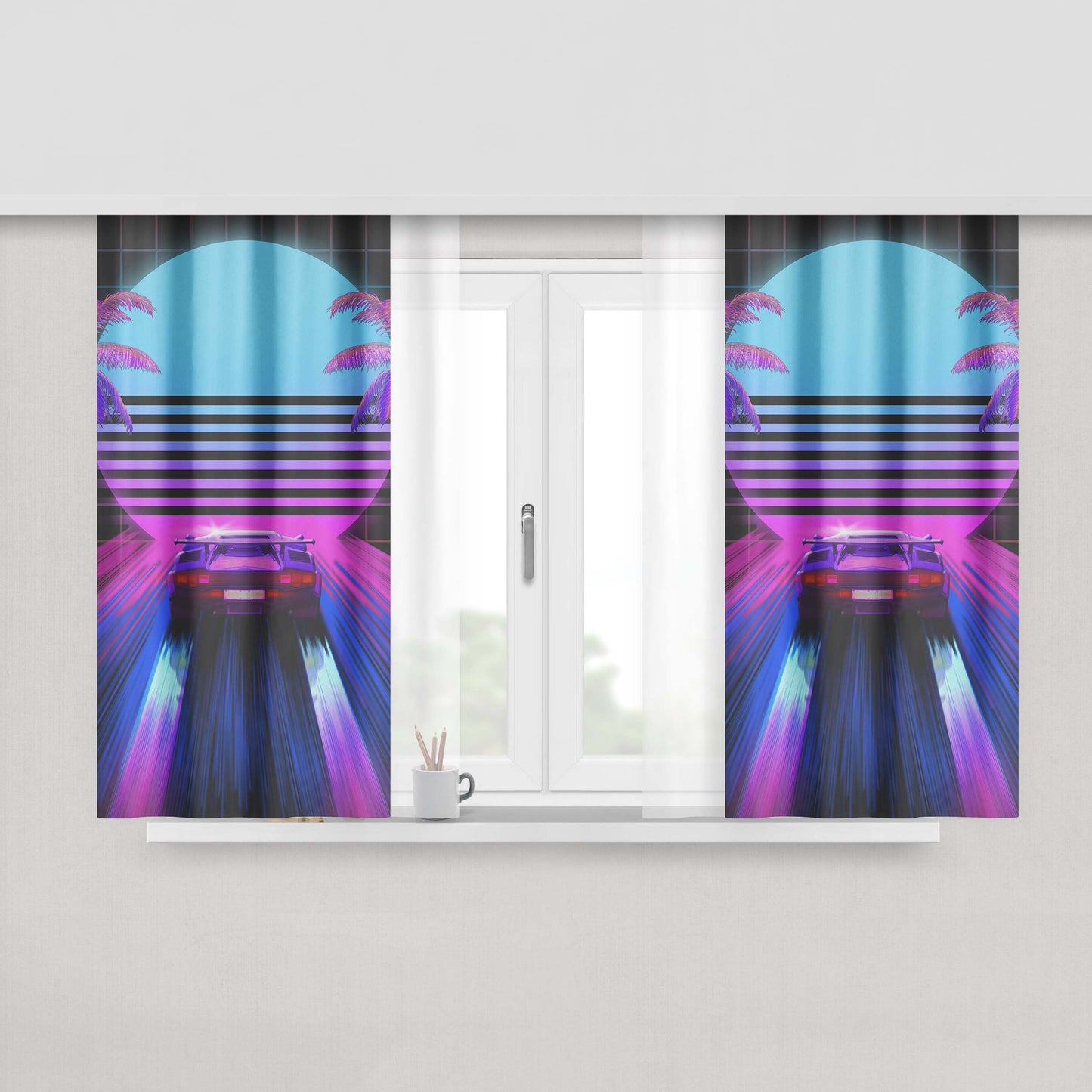 Car Retro Peach Skin Window Curtains