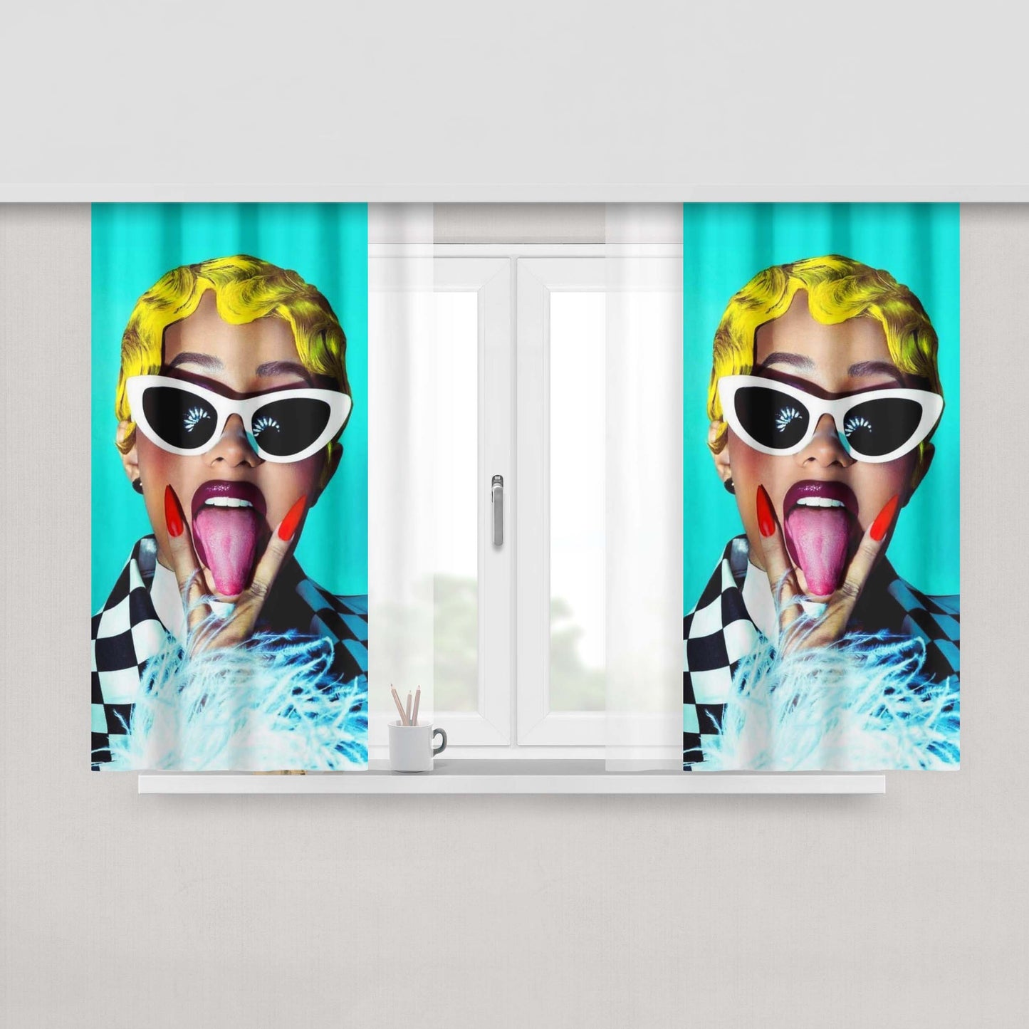 Cardi B Photoshot Pop Cult Peach Skin Window Curtains