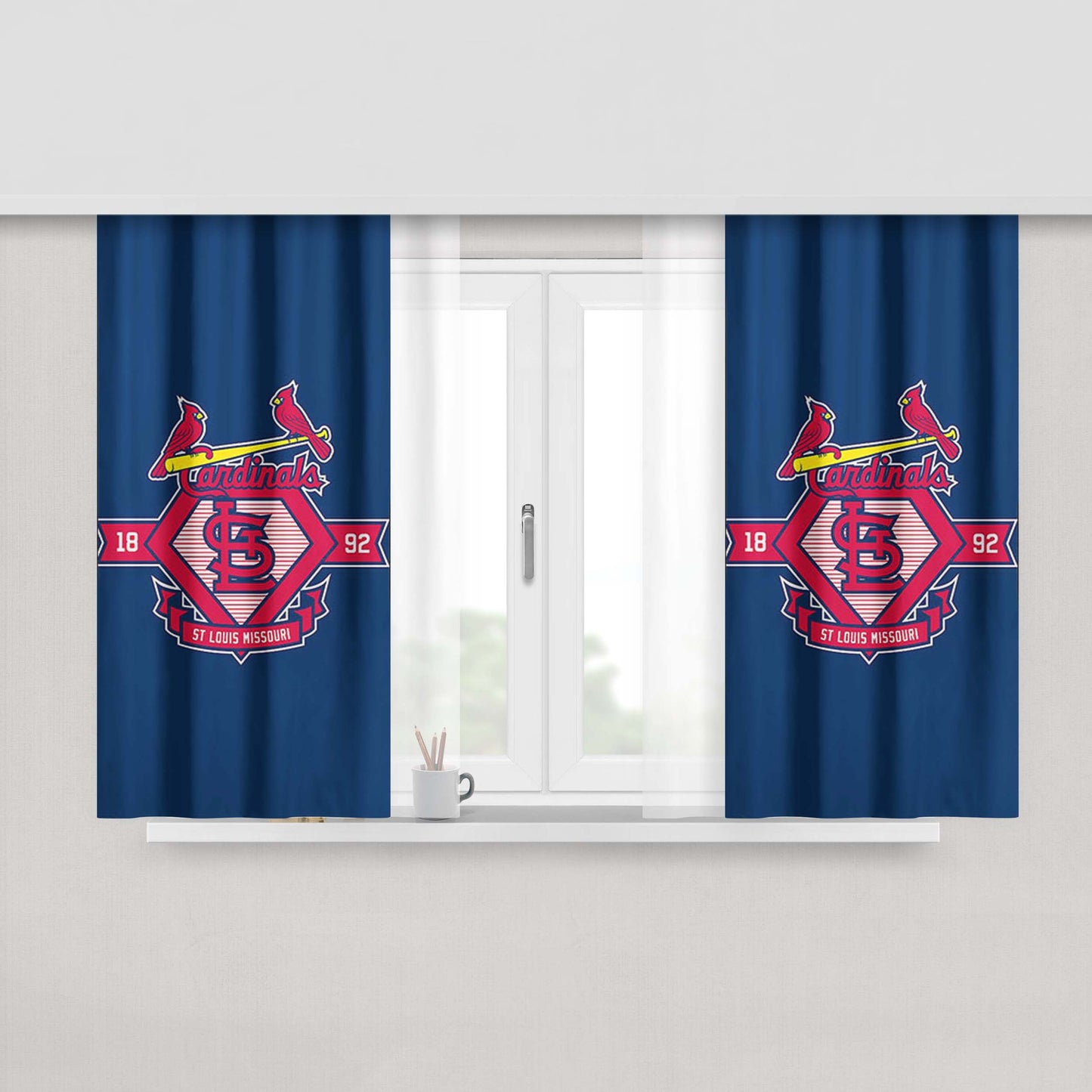 Cardinals Peach Skin Window Curtains
