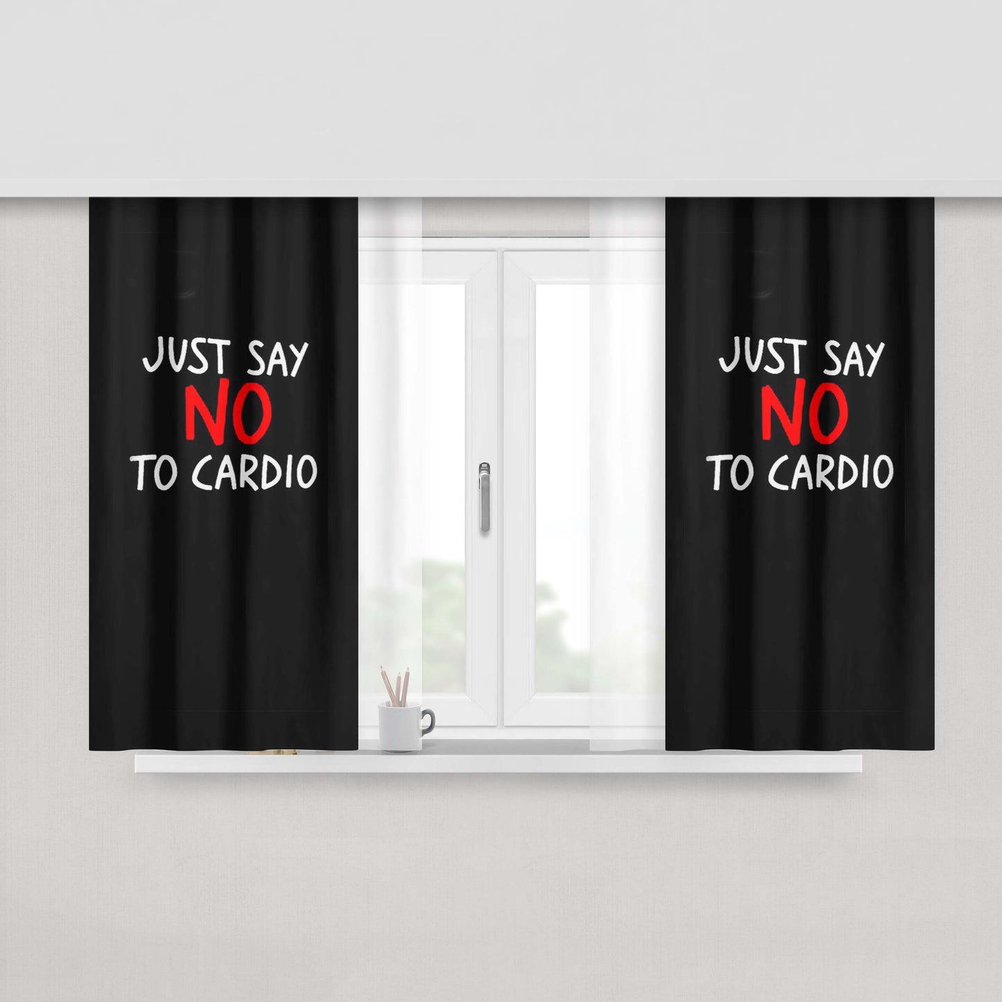 Cardio Just Say No Peach Skin Window Curtains