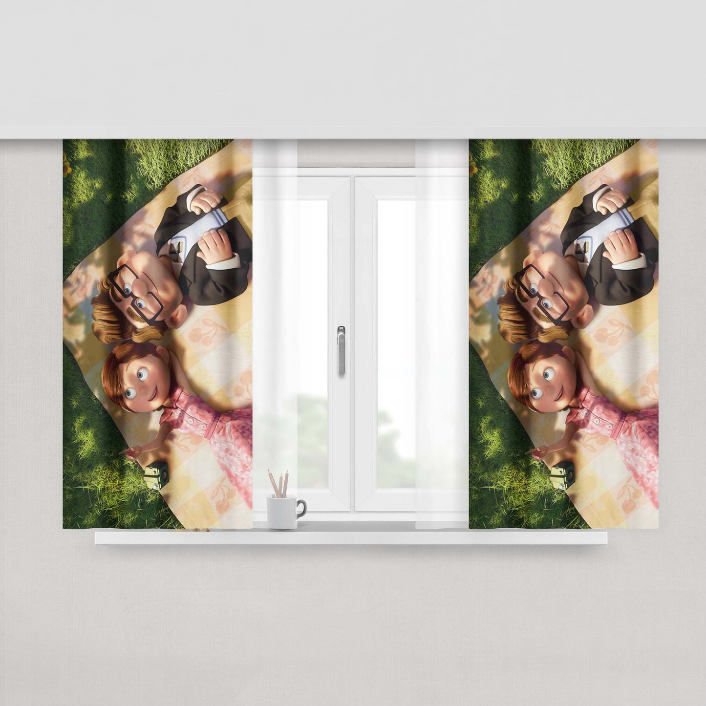 Carl And Ellie Up Peach Skin Window Curtains