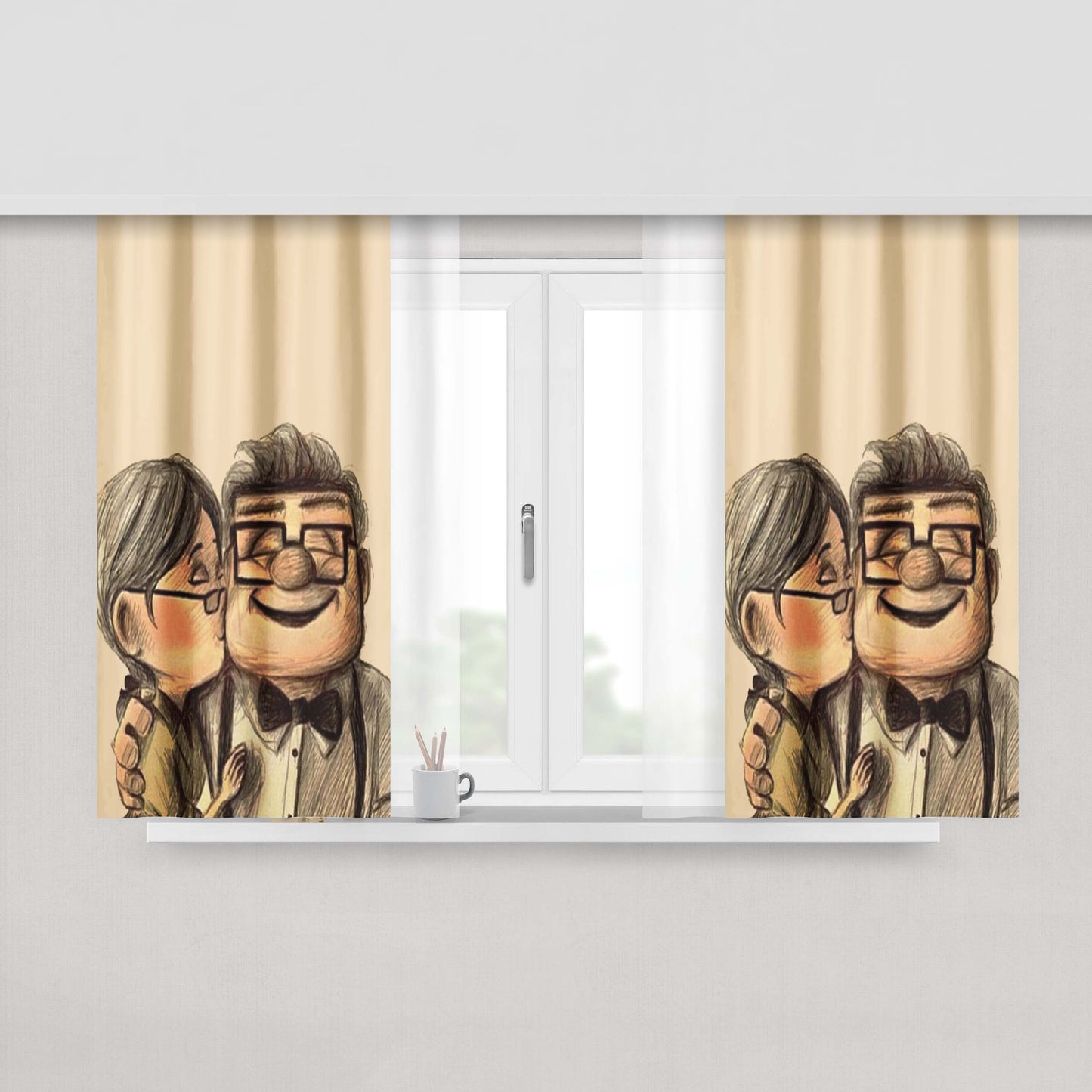 Carl And Ellie Peach Skin Window Curtains