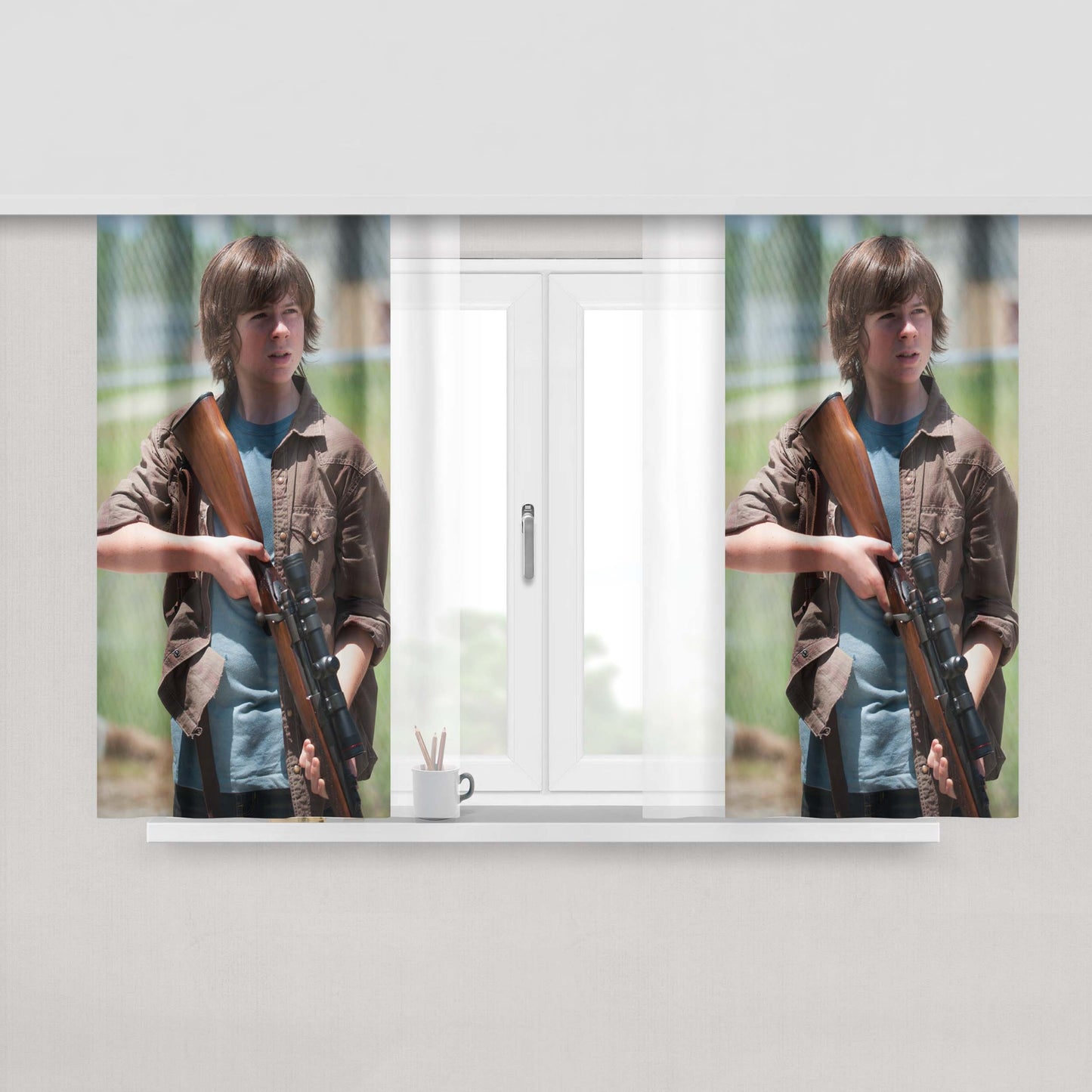 Carl Grimes The Walking Dead Peach Skin Window Curtains