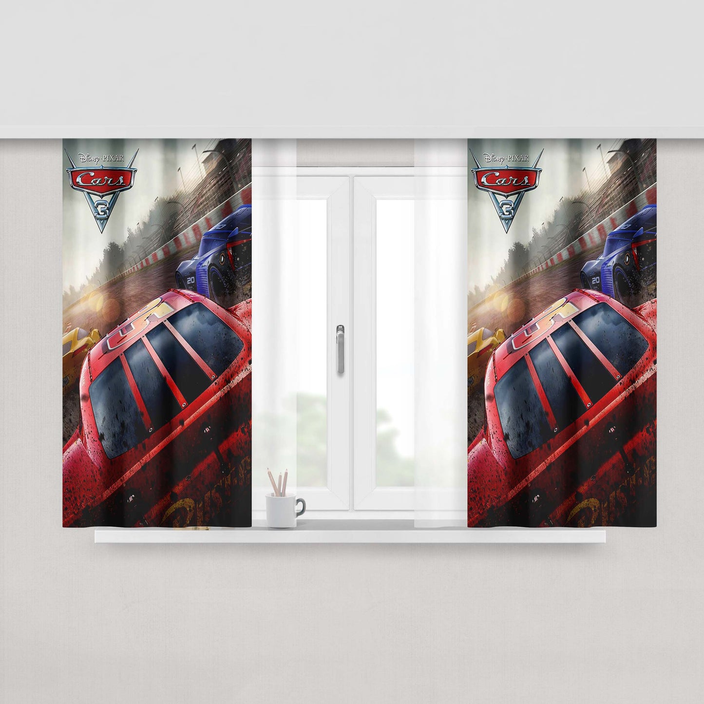Cars 3 Course Victoire Peach Skin Window Curtains