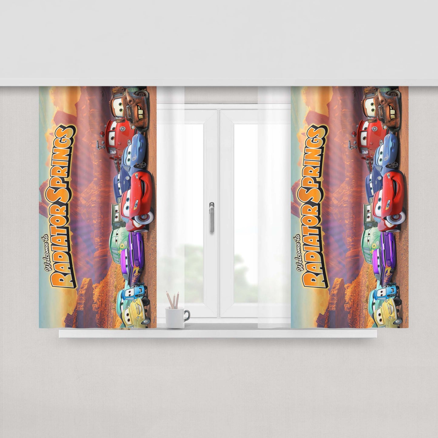 Cars Radiator Spirings Peach Skin Window Curtains