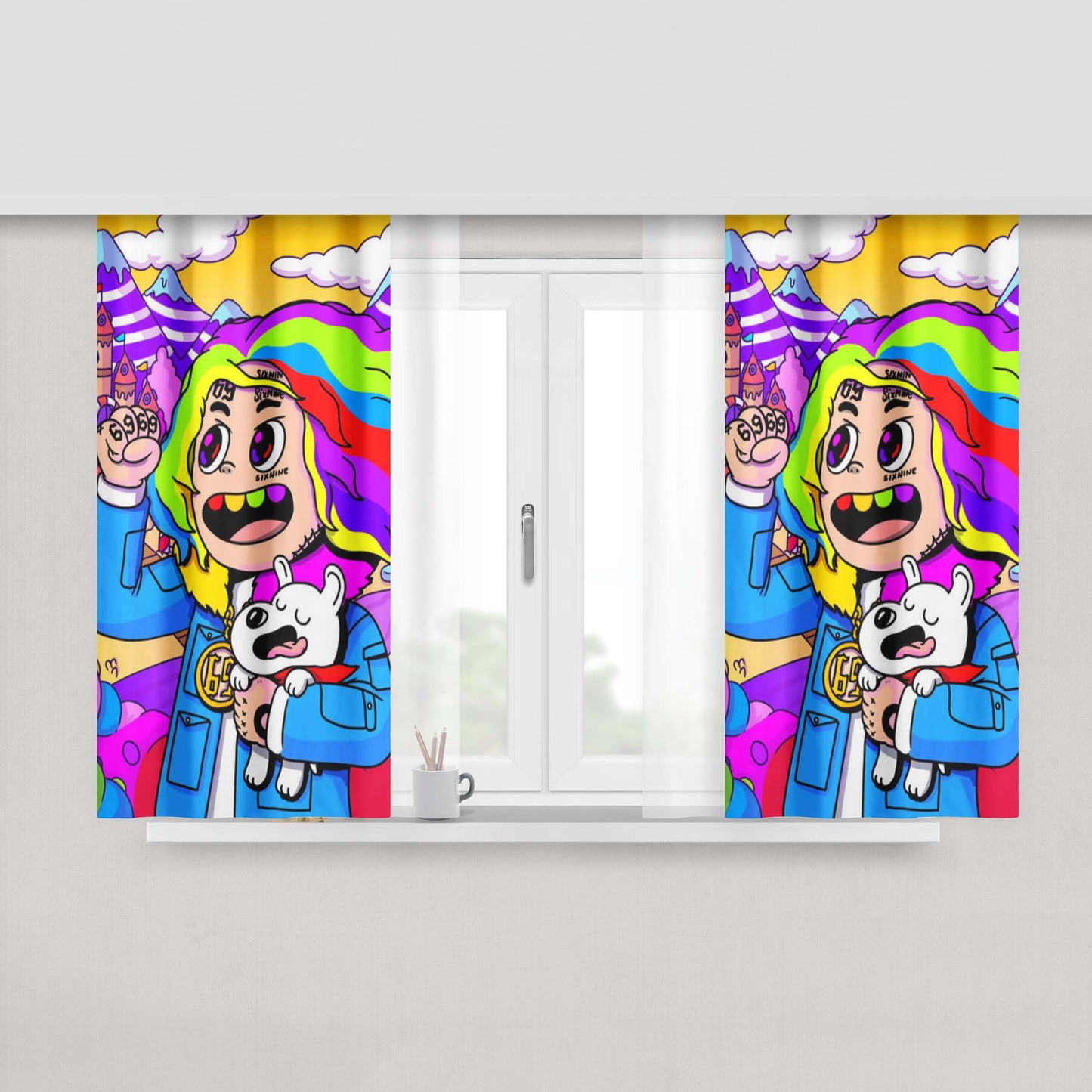 Cartoon 6Ix9Ine Sixnine Peach Skin Window Curtains