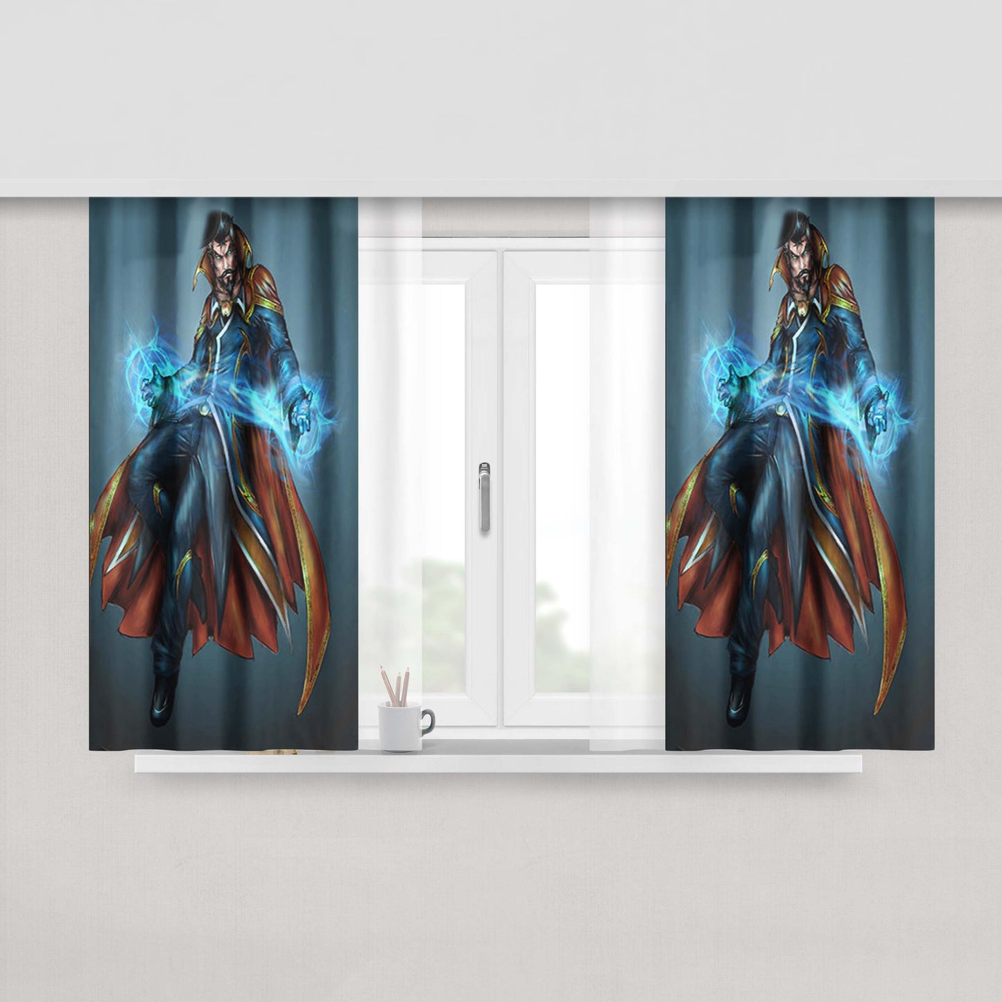 Cartoon Dr Strange Ready Peach Skin Window Curtains