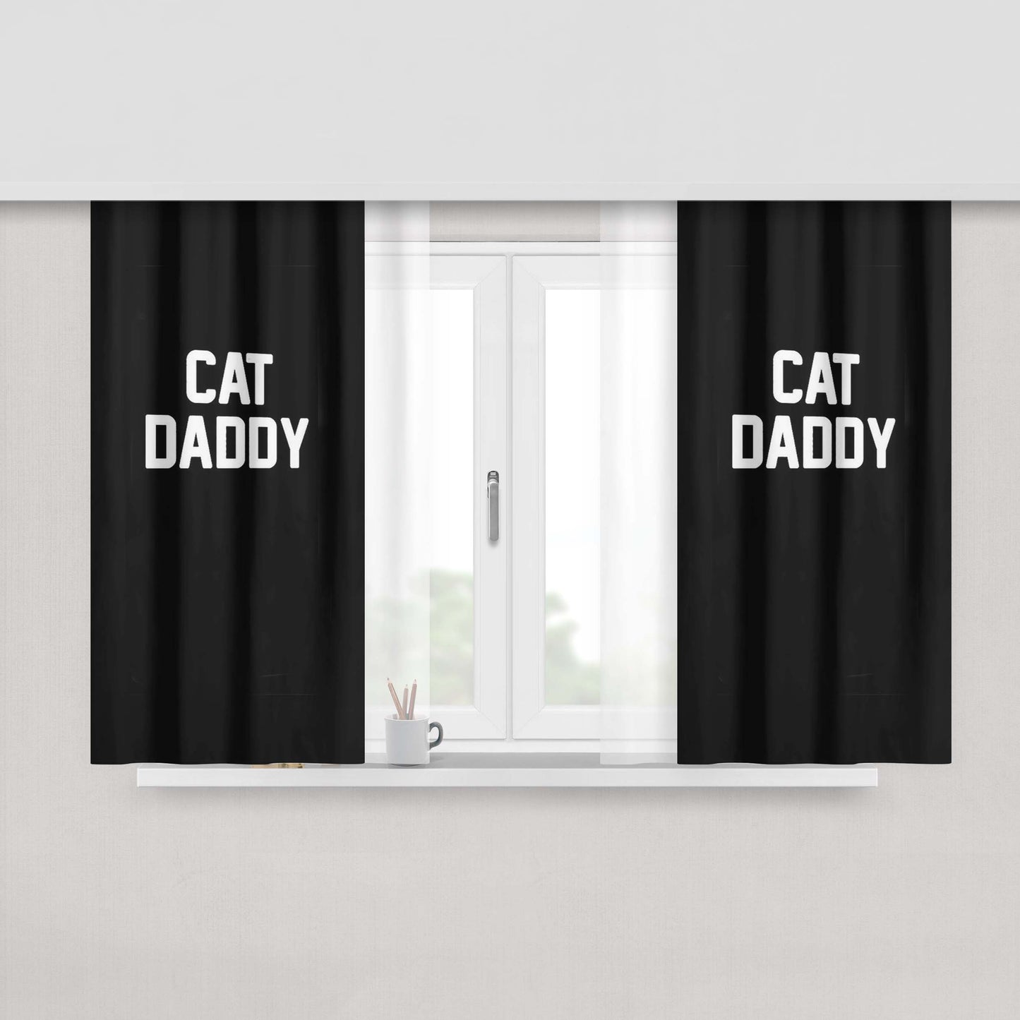 Cat Daddy Gift Peach Skin Window Curtains