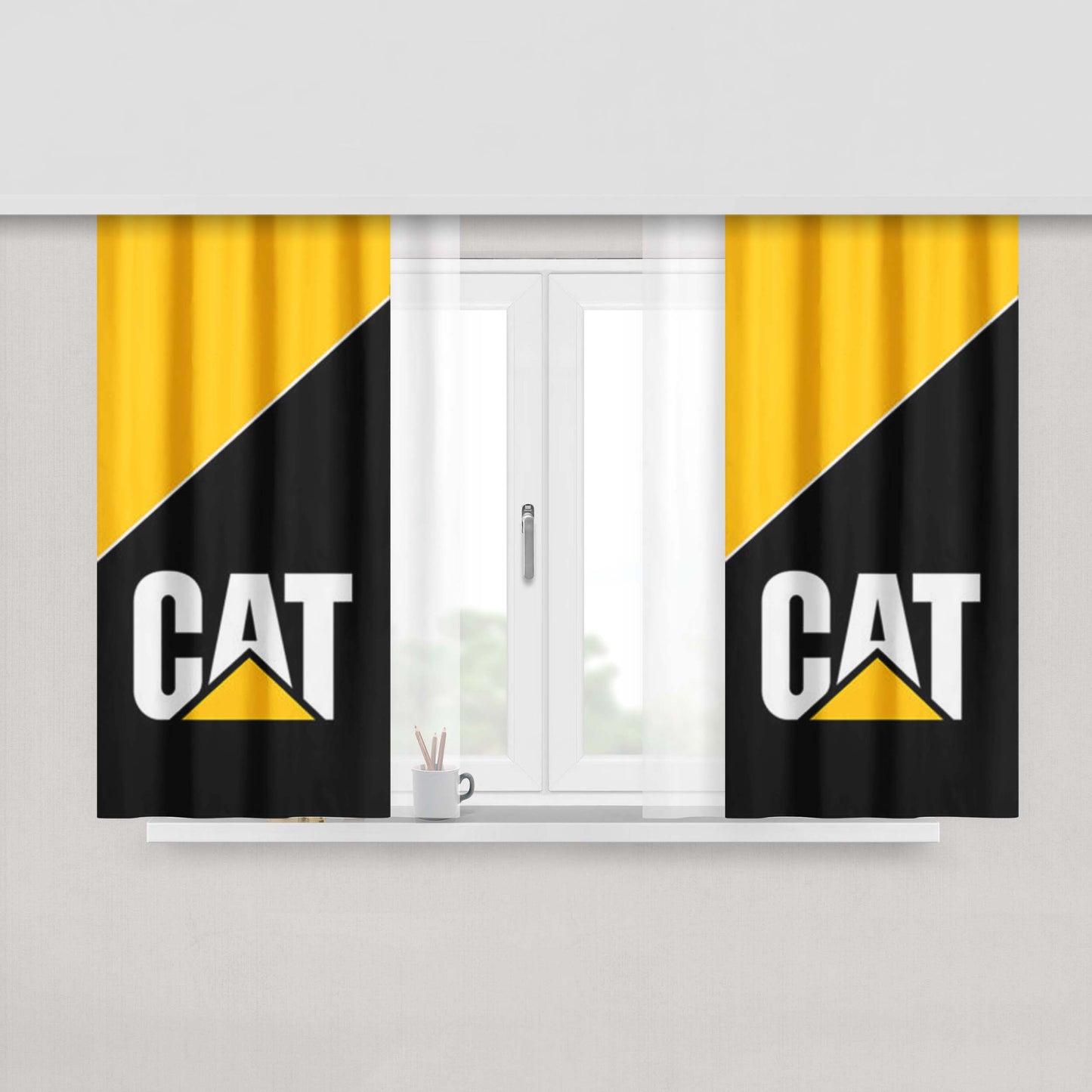 Caterpillar Logo Peach Skin Window Curtains