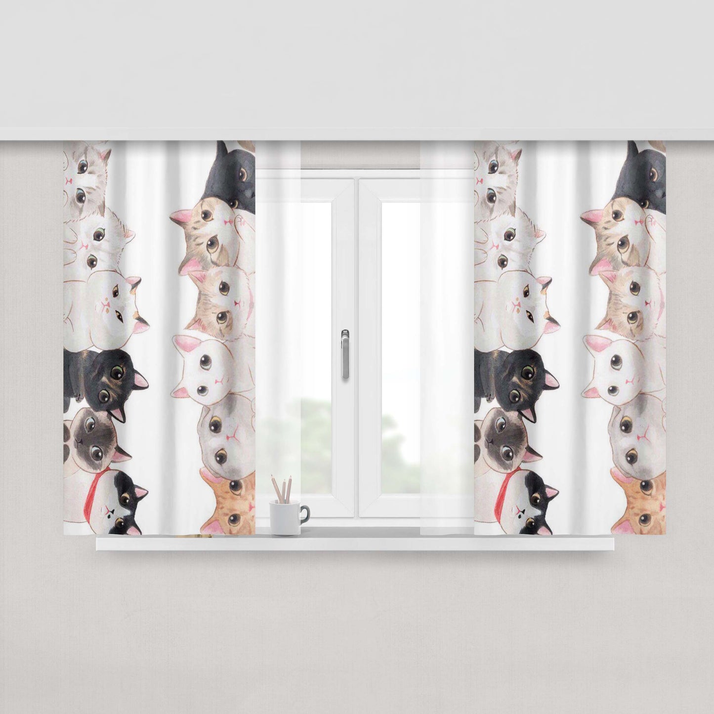 Cats Peach Skin Window Curtains