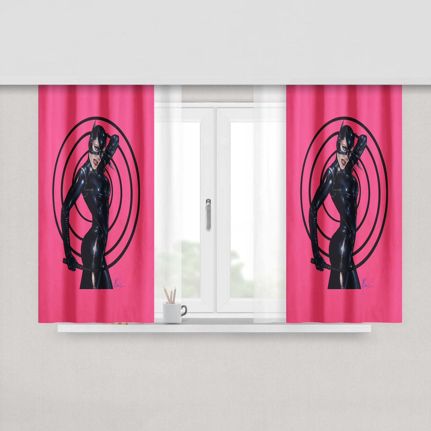 Catwoman - Hear Me Roar Peach Skin Window Curtains