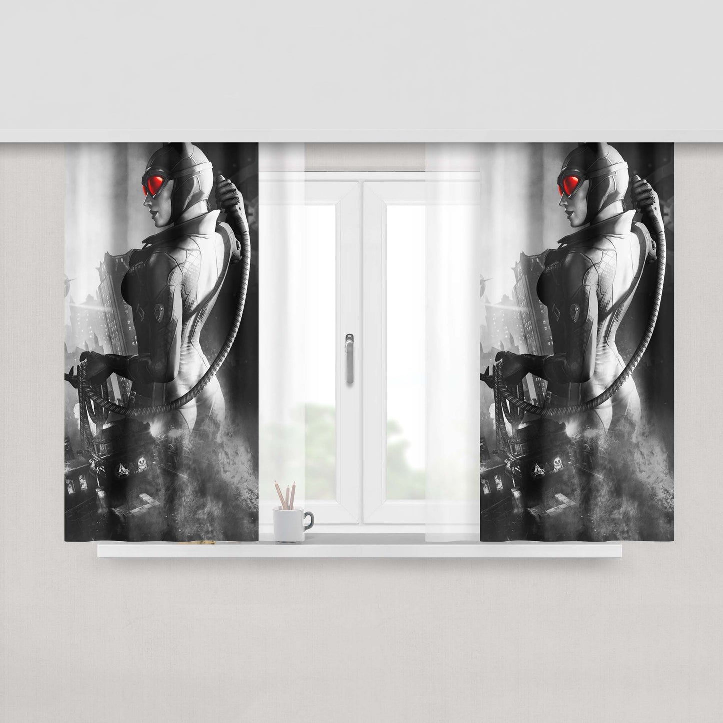 Catwoman Batman Arkham Knight Peach Skin Window Curtains