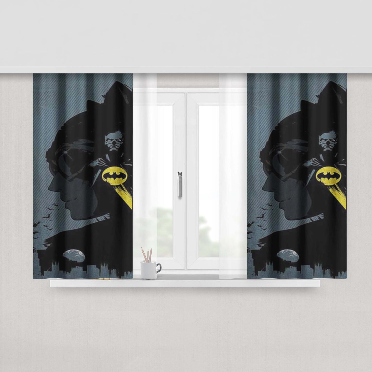 Catwoman Batman Logo Peach Skin Window Curtains