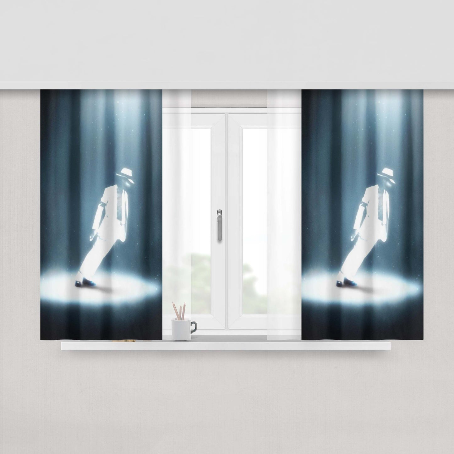 Celebrity Michael Jackson White Peach Skin Window Curtains