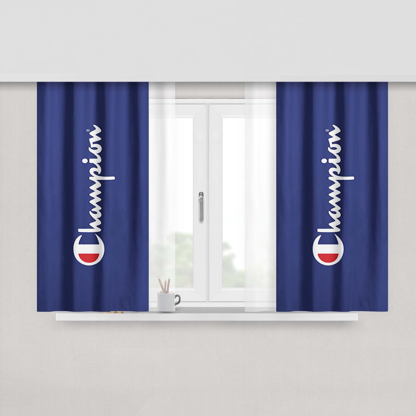 Champion Logo Peach Skin Window Curtains