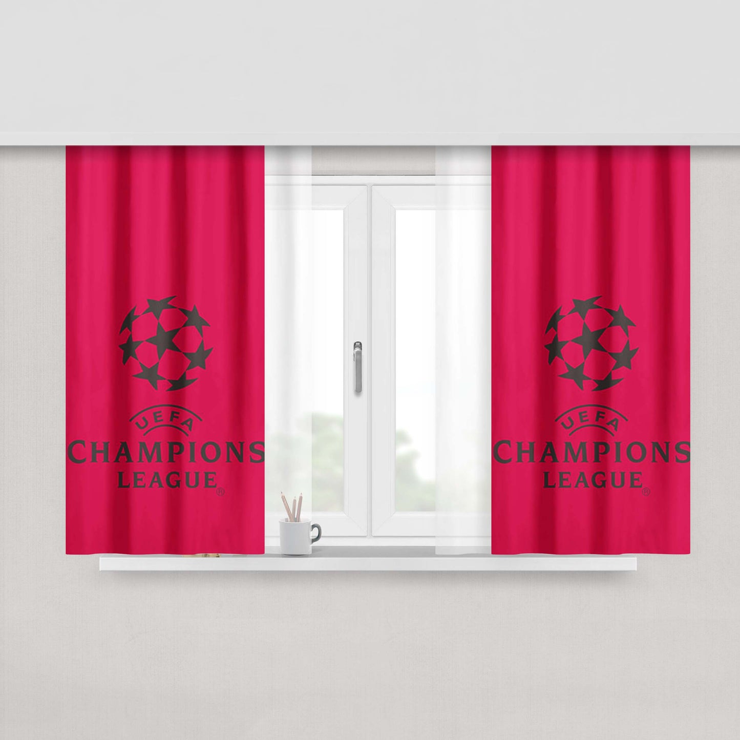 Champions League Peach Skin Window Curtains