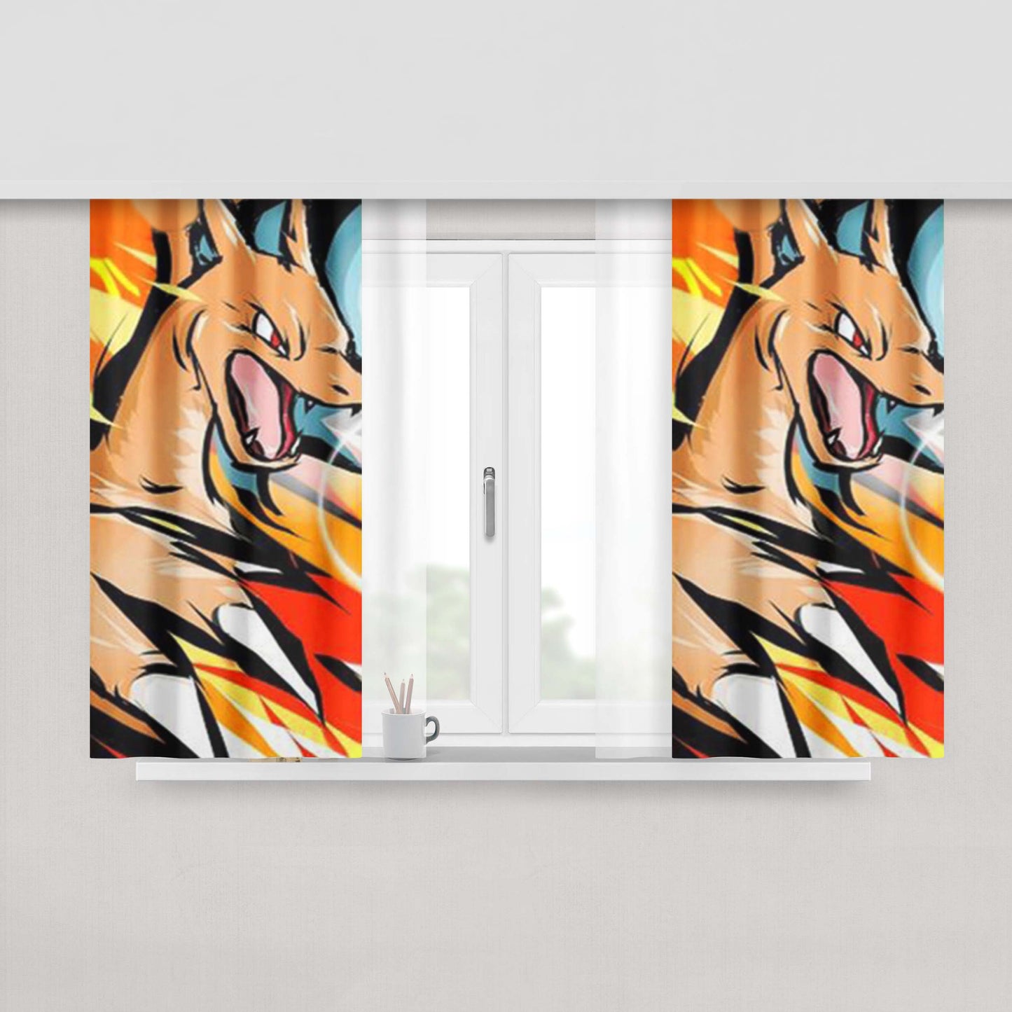 Charizard Peach Skin Window Curtains
