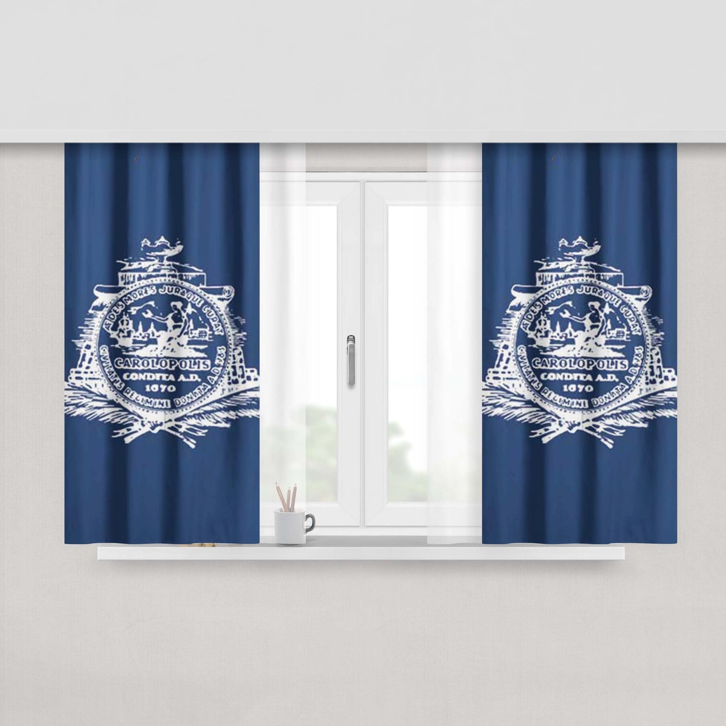 Charleston Sc Flag Peach Skin Window Curtains