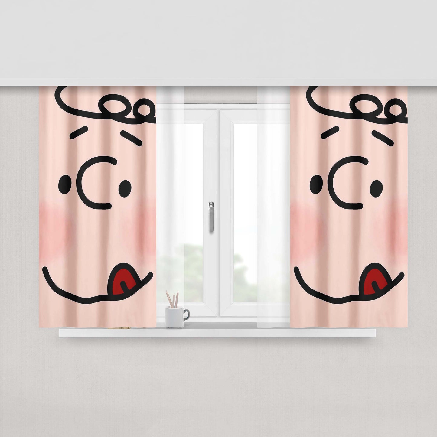 Charlie'S Angels Emblem Texture Peach Skin Window Curtains