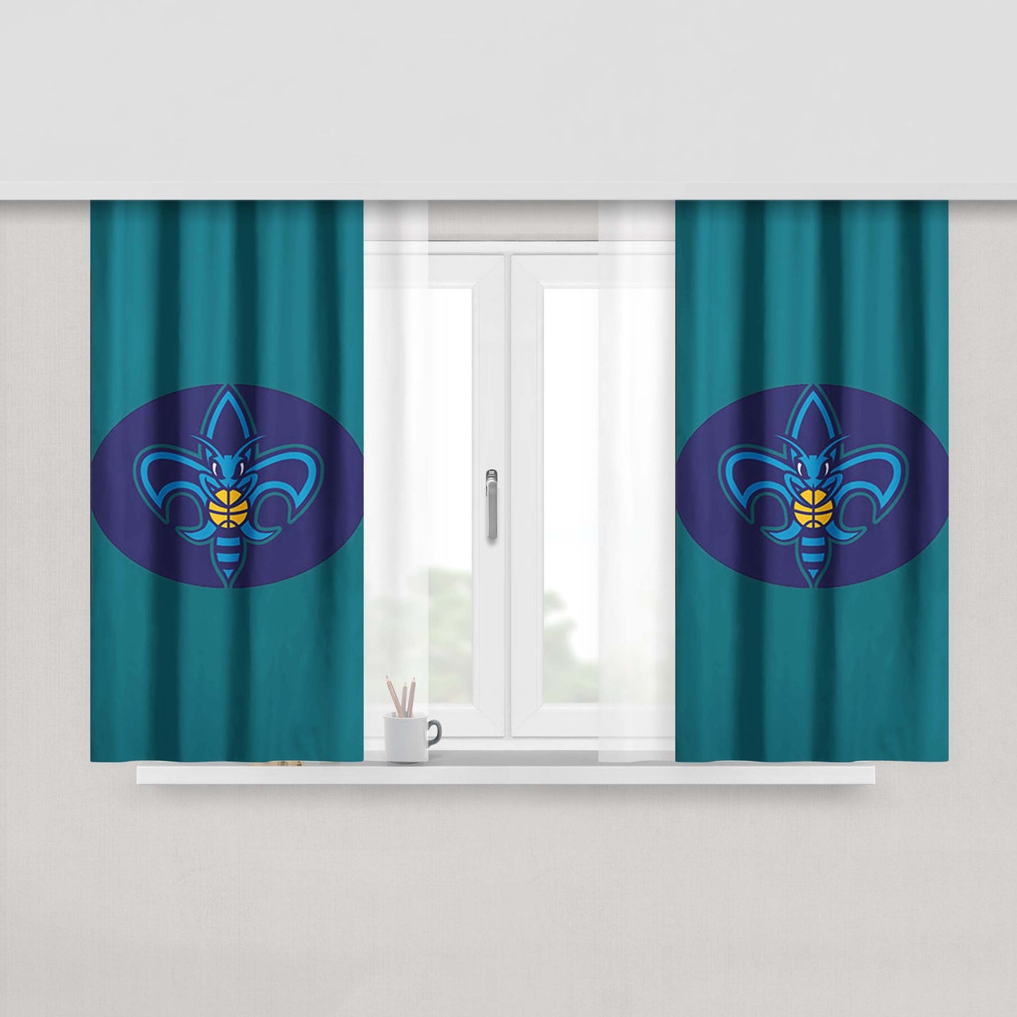 Charlotte Hornets Cover Peach Skin Window Curtains