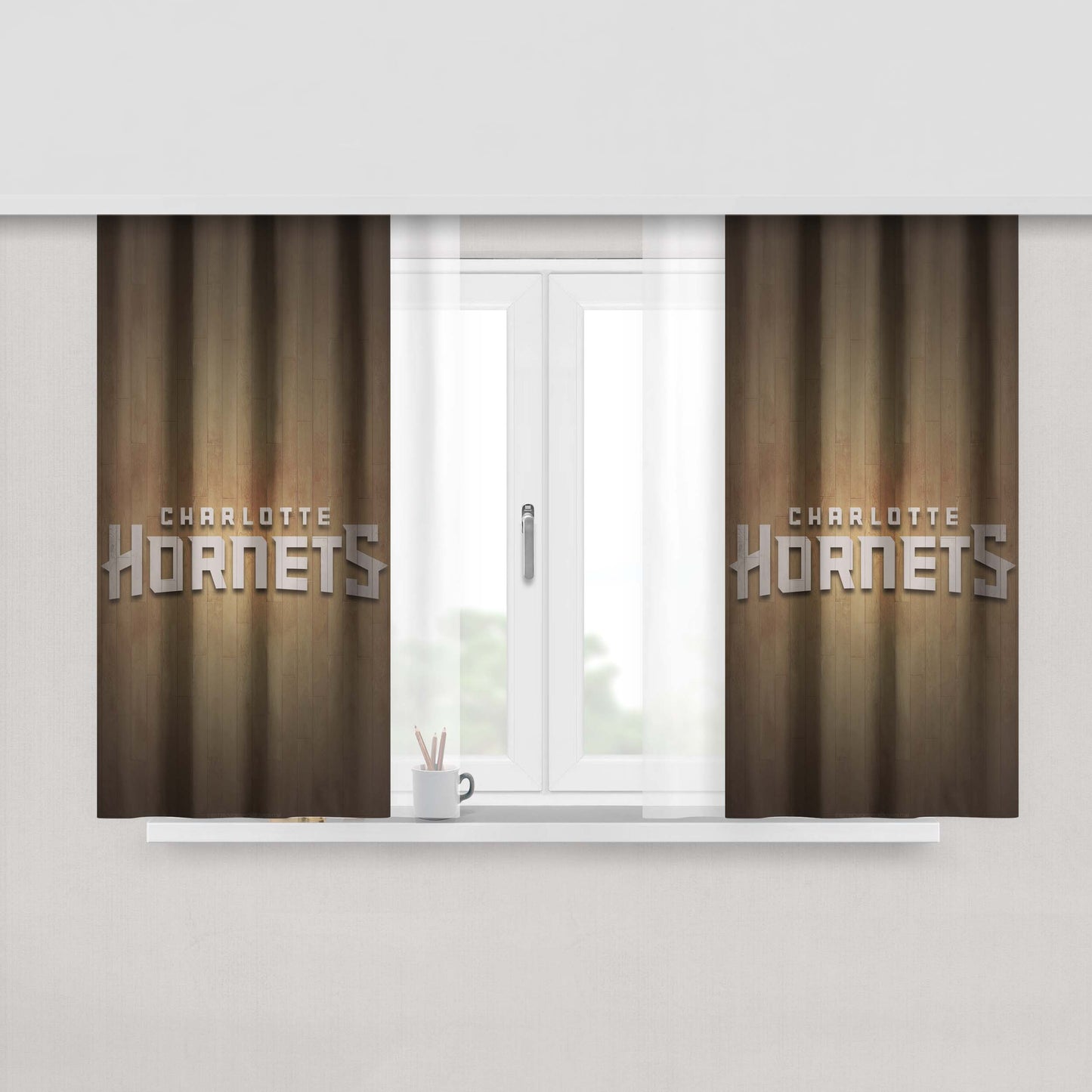 Charlotte Hornets Hardwood Peach Skin Window Curtains