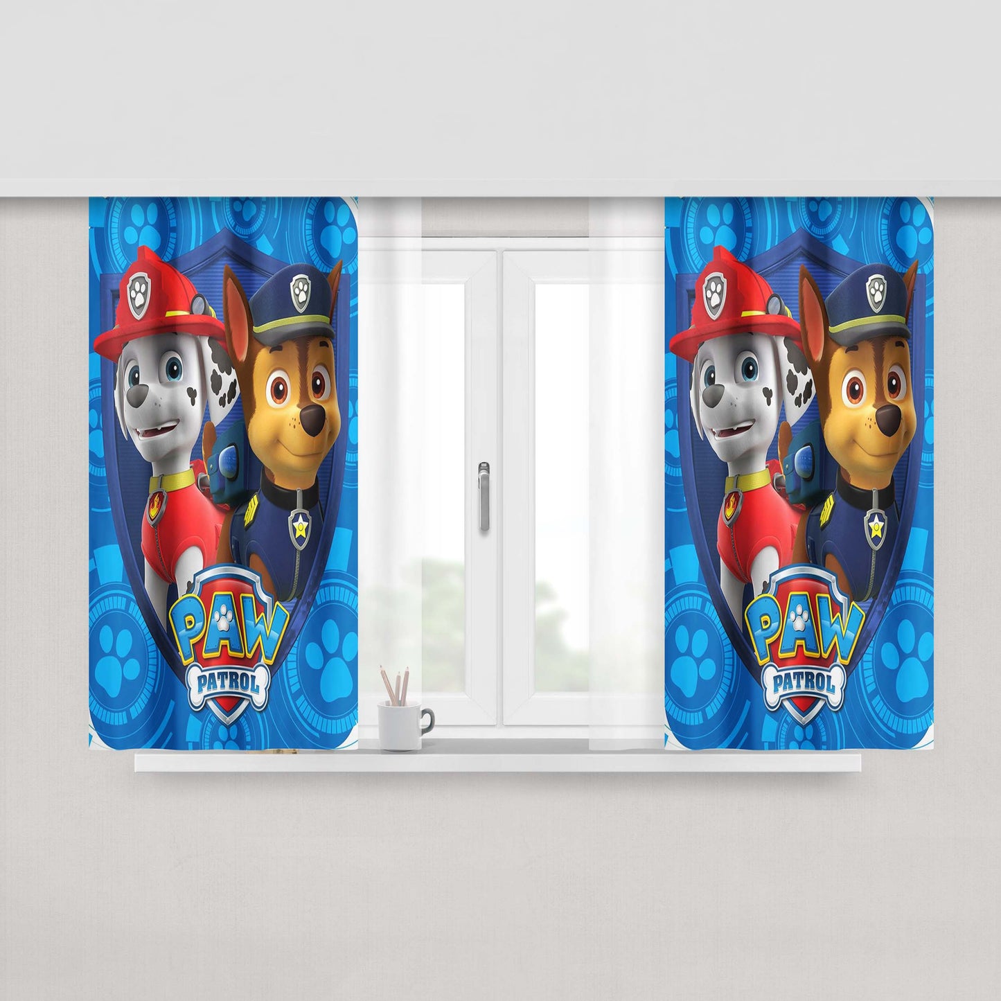 Chase And Marshall Paw Patrol Peach Skin Window Curtains