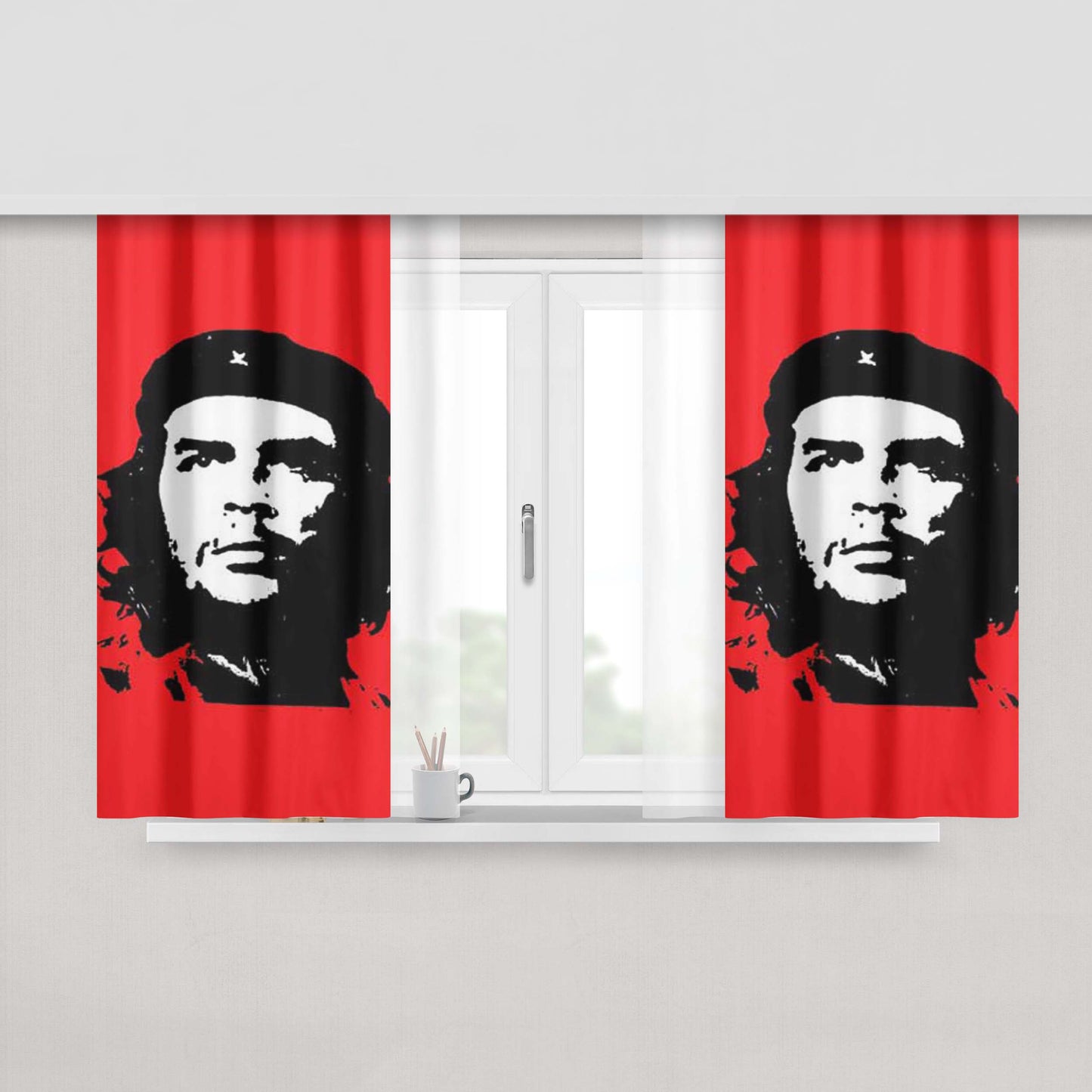 Che Guevara Red Bkg Peach Skin Window Curtains