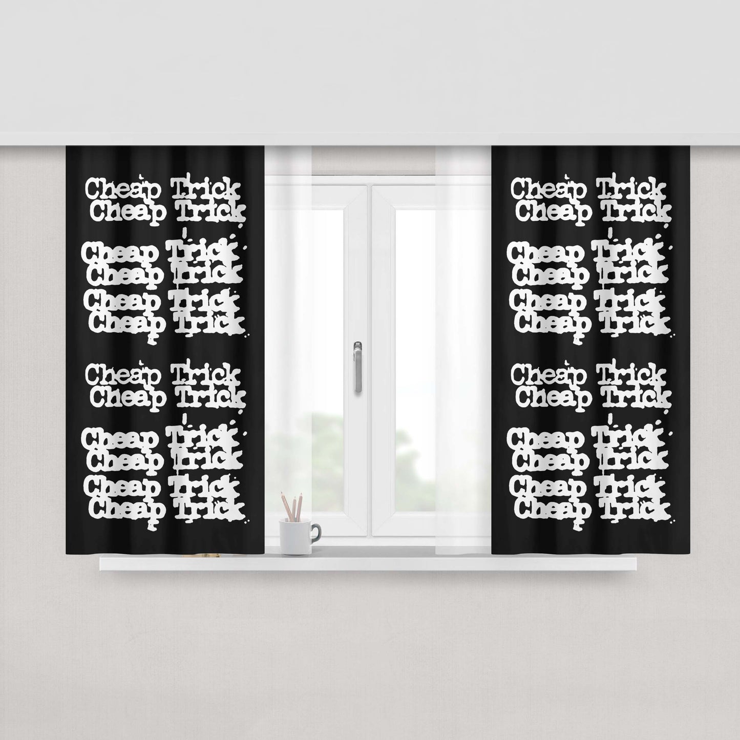 Cheap Trick Band Logo Black Peach Skin Window Curtains