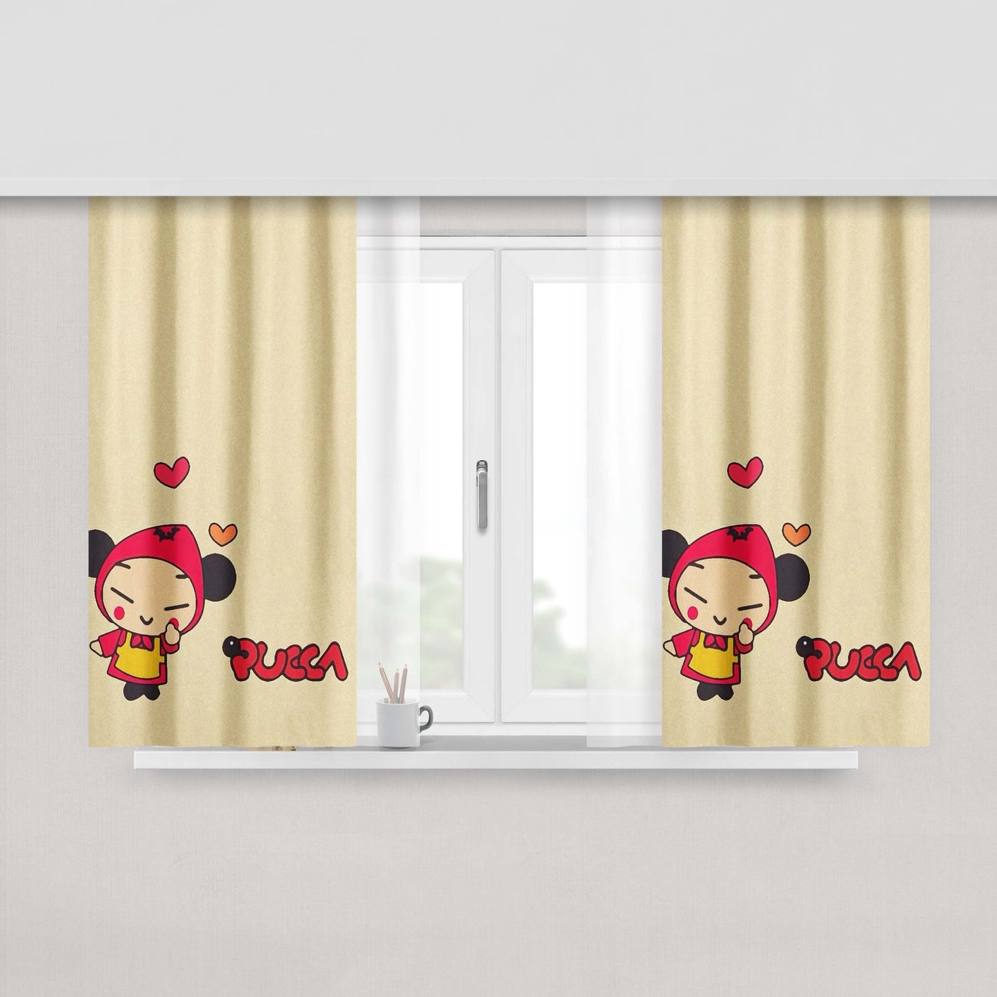 Chef Pucca With Love Wallpaper Peach Skin Window Curtains