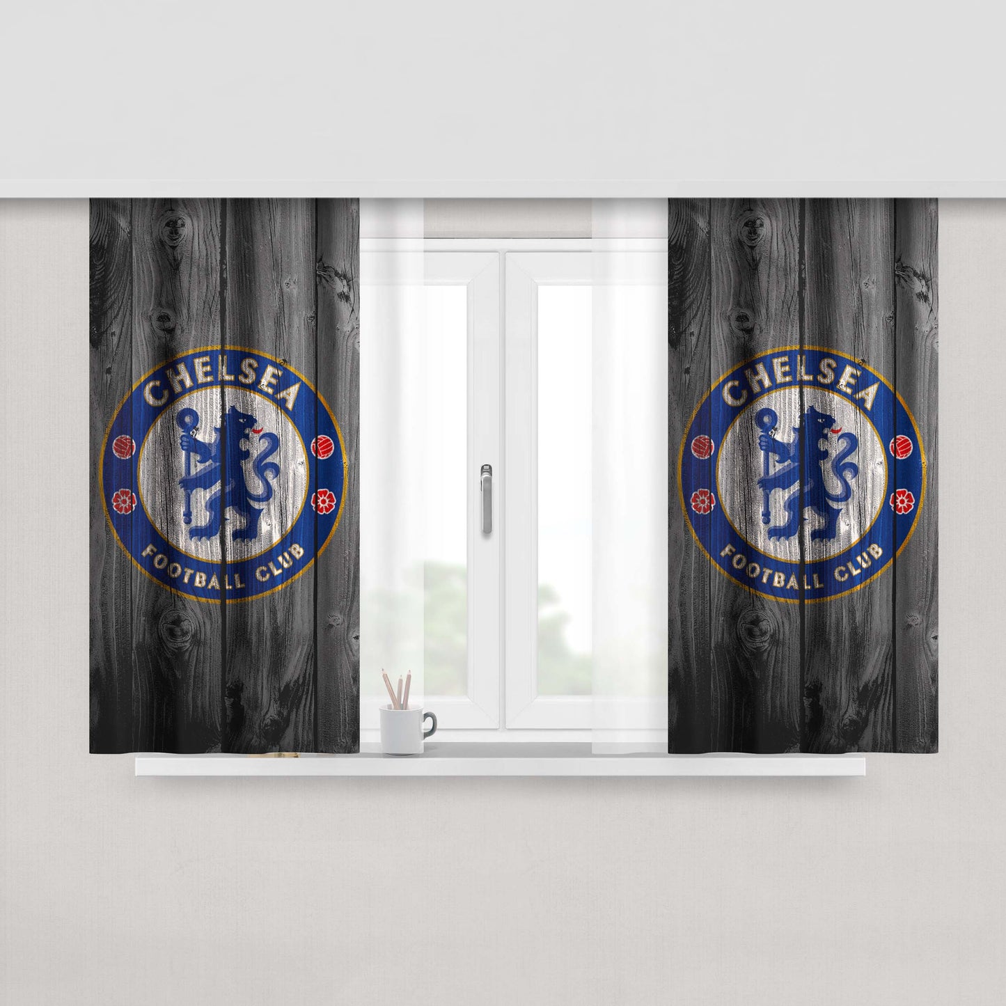 Chelsea Football Club Peach Skin Window Curtains